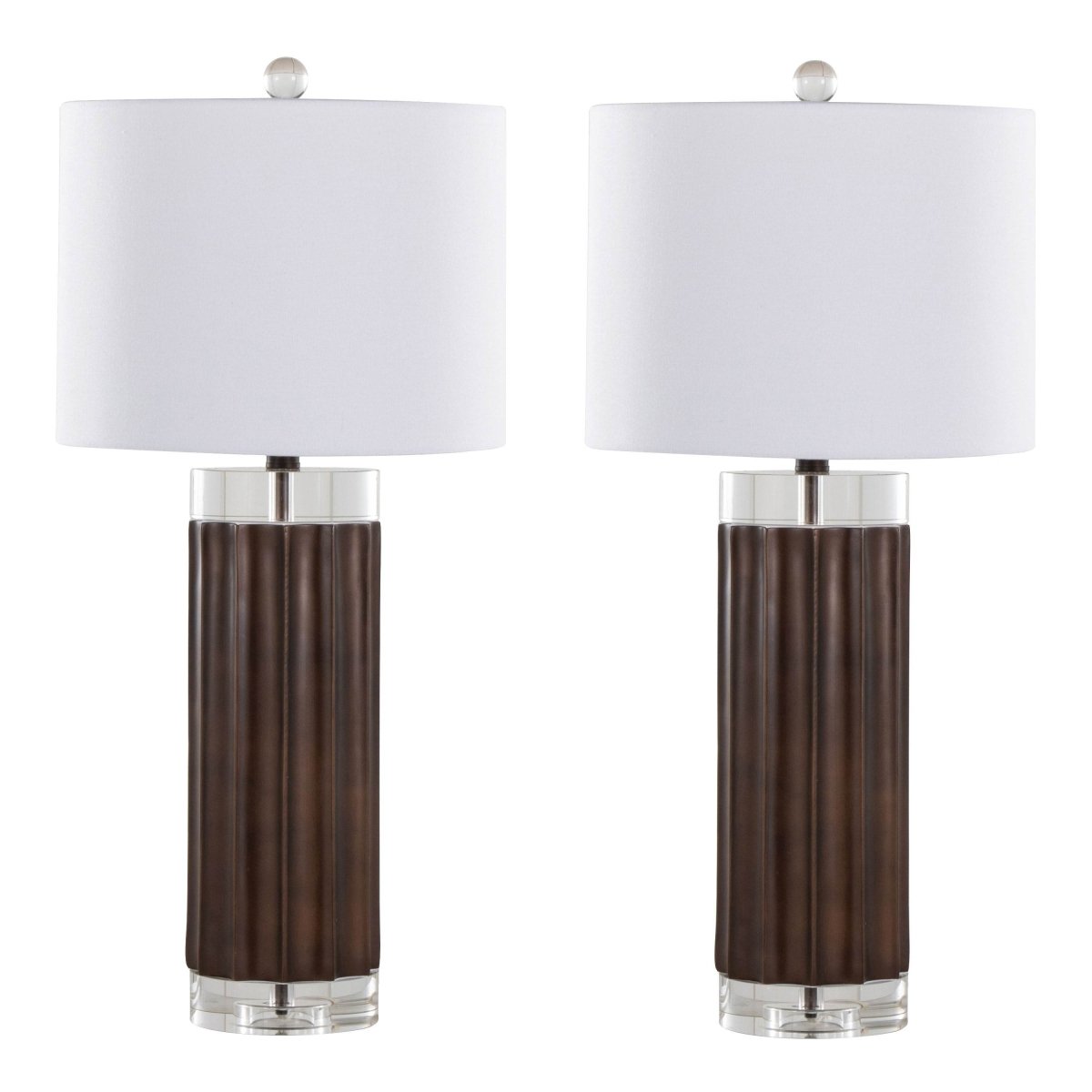 Set Of 2 Cylinder Fluted Crystal Table Lamps - Sleep Galleria