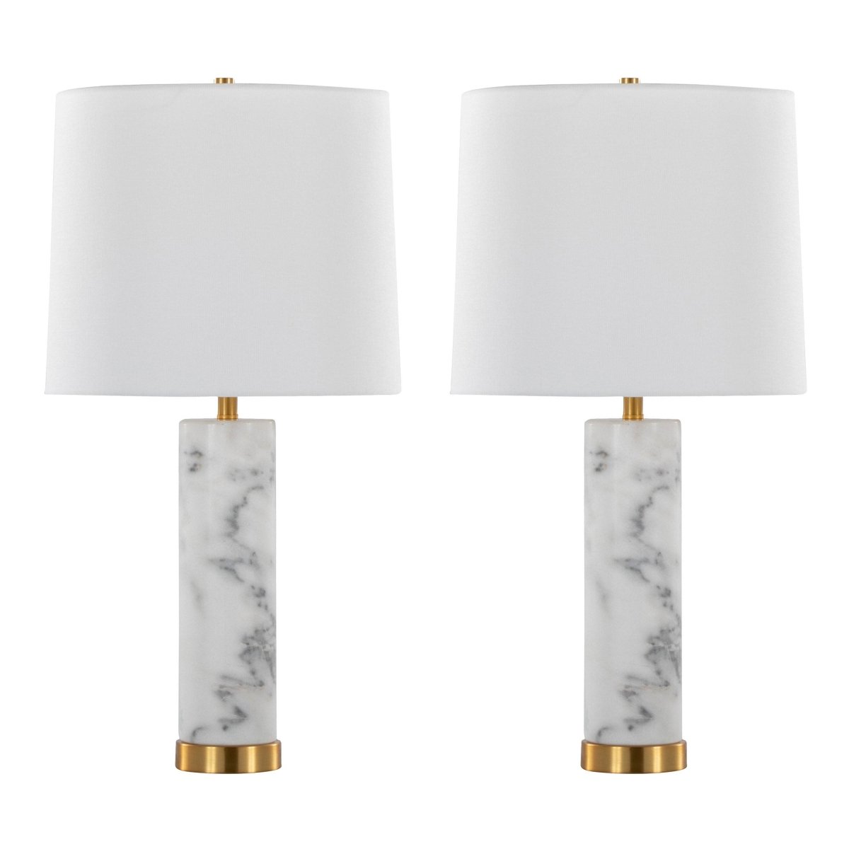 Set Of 2 Marble Base Brass Accent Table Lamps - Sleep Galleria
