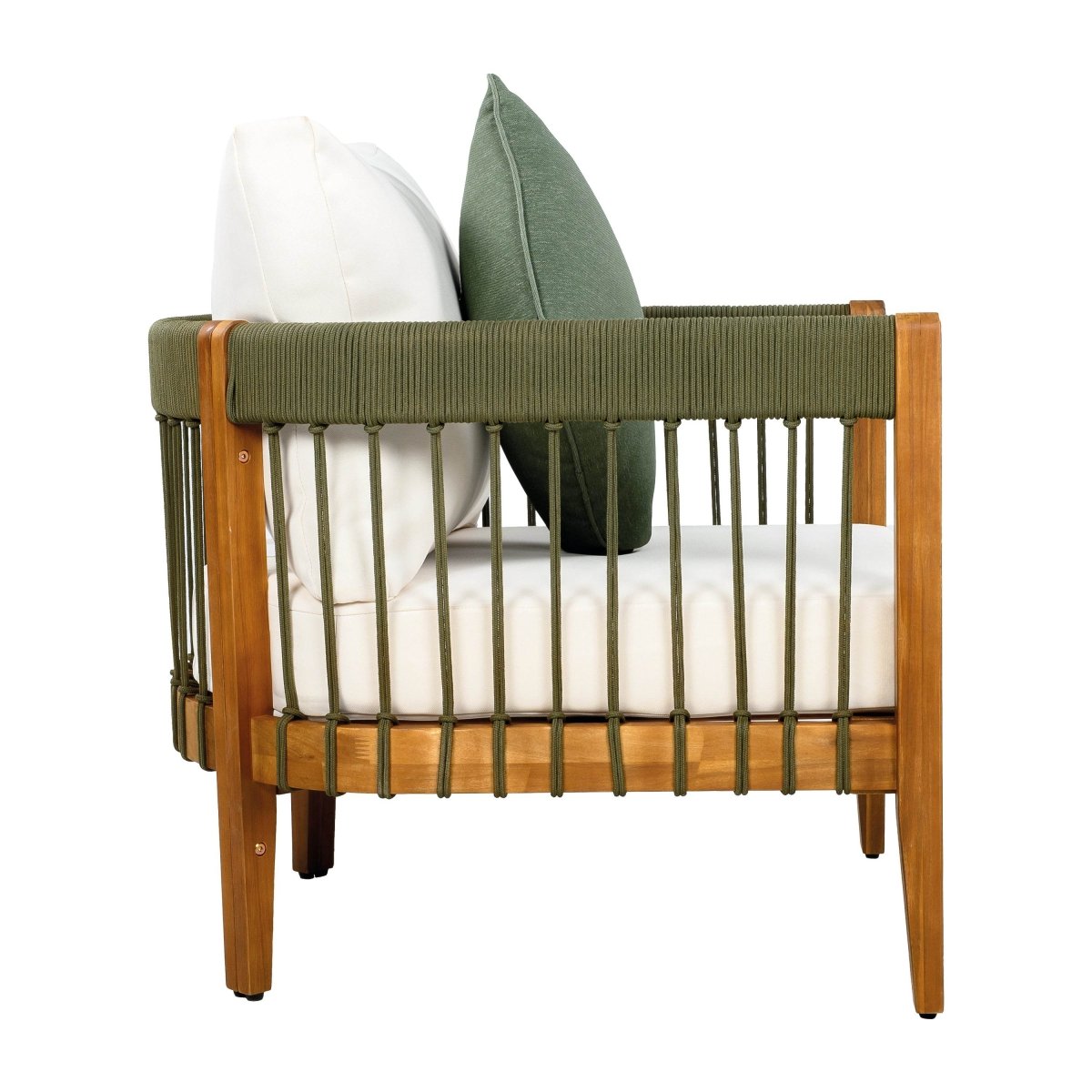 Acacia Wood Outdoor Club Chair With Handwoven Rope - Sleep Galleria