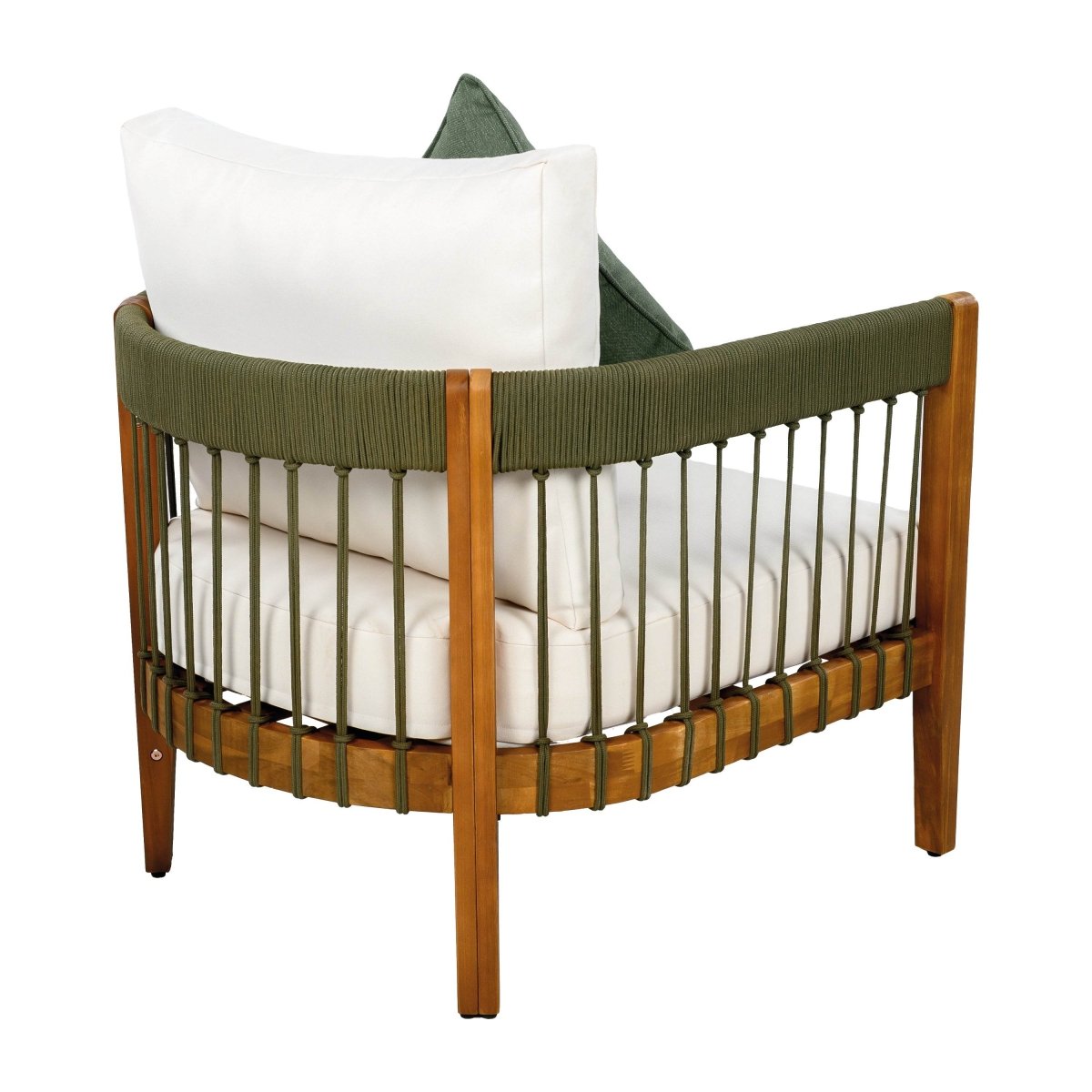 Acacia Wood Outdoor Club Chair With Handwoven Rope - Sleep Galleria