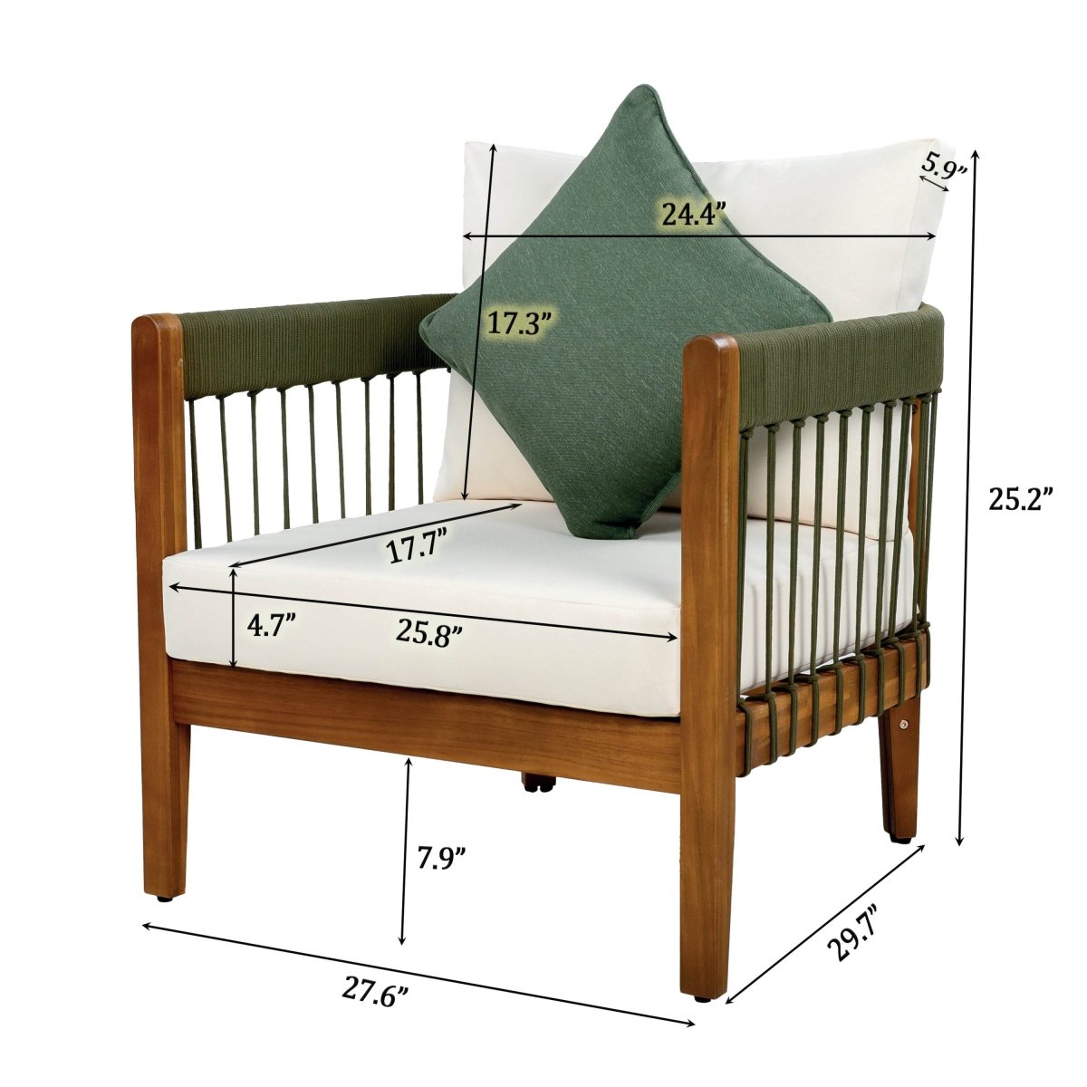 Acacia Wood Outdoor Club Chair With Handwoven Rope - Sleep Galleria