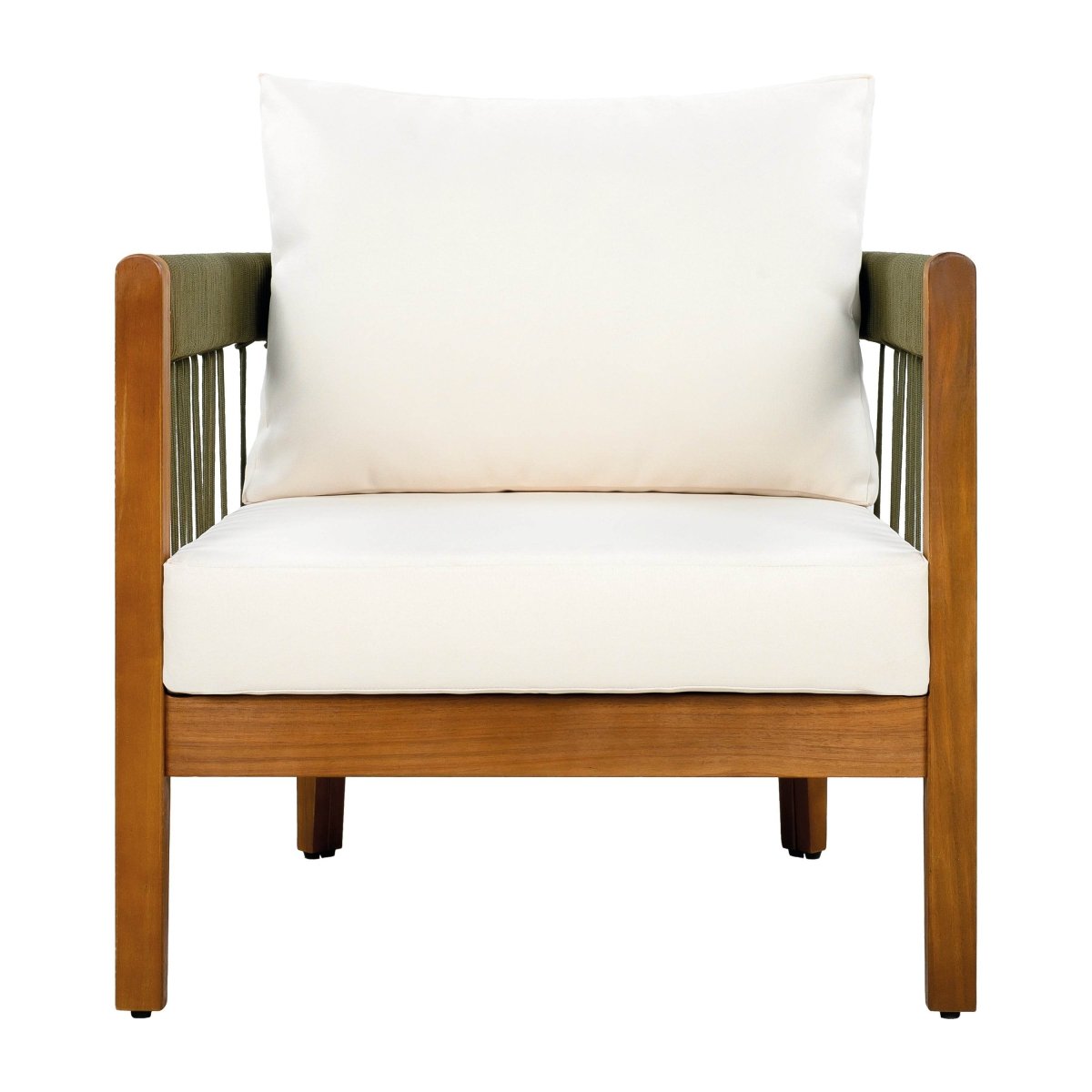 Acacia Wood Outdoor Club Chair With Handwoven Rope - Sleep Galleria