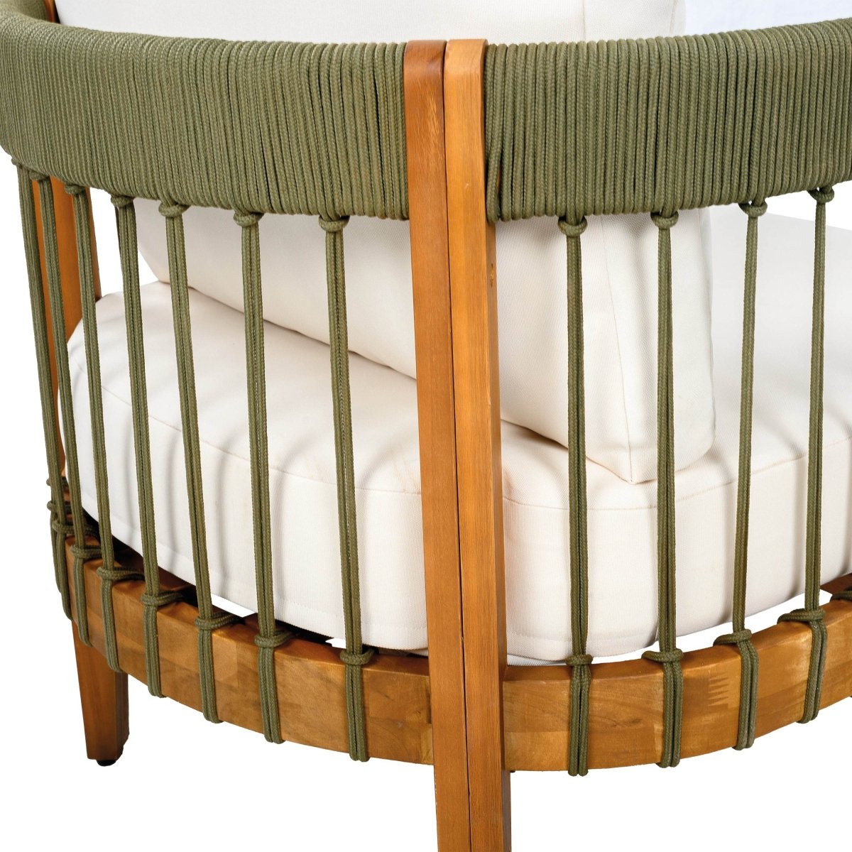 Acacia Wood Outdoor Club Chair With Handwoven Rope - Sleep Galleria