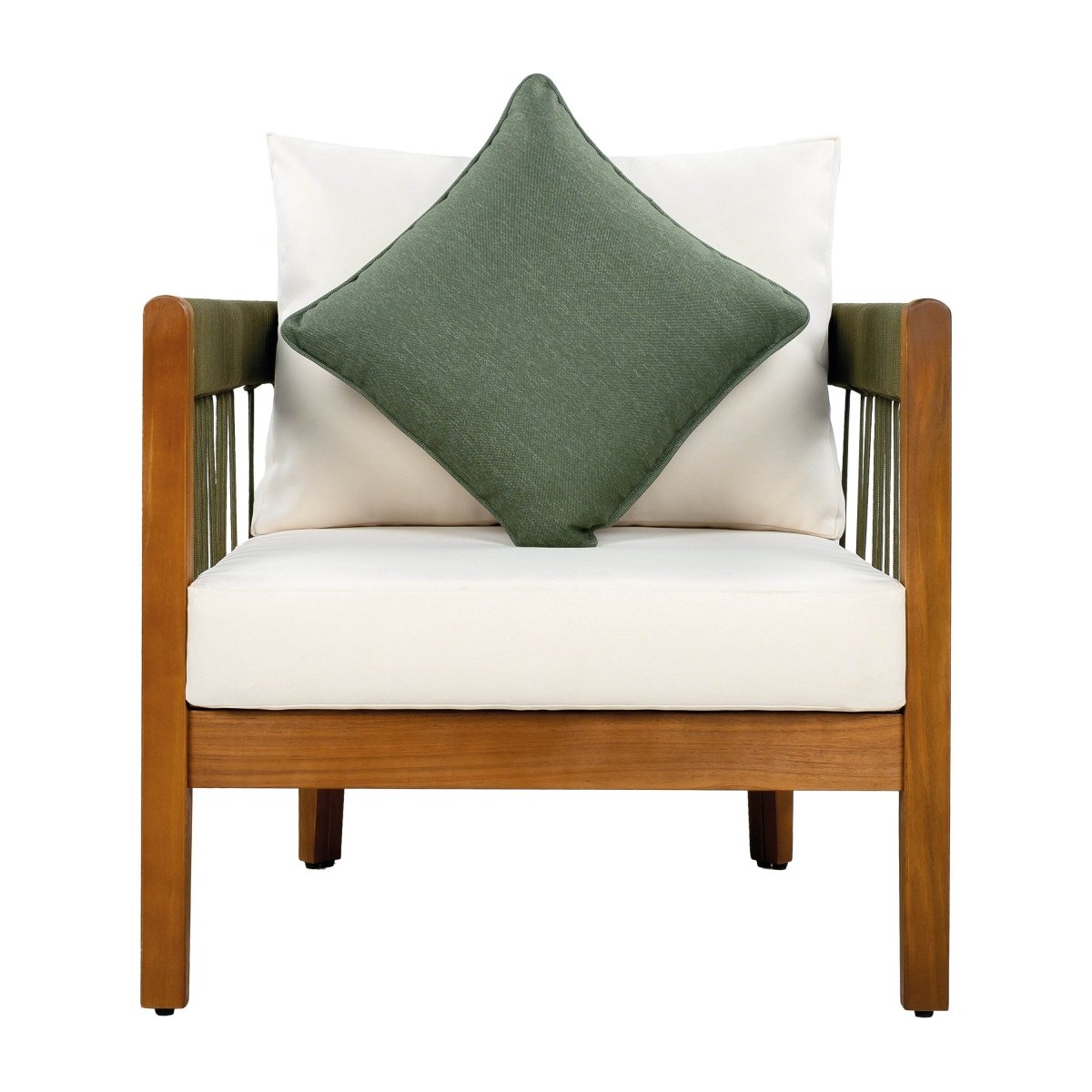 Acacia Wood Outdoor Club Chair With Handwoven Rope - Sleep Galleria