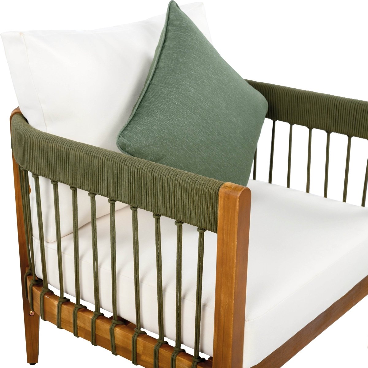 Acacia Wood Outdoor Club Chair With Handwoven Rope - Sleep Galleria