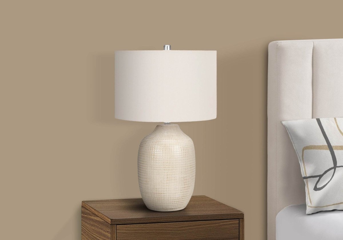 Contemporary Cream Ceramic Ginger Jar Table Lamp - Sleep Galleria