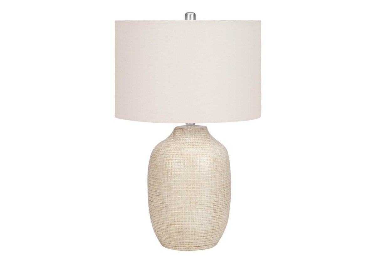 Contemporary Cream Ceramic Ginger Jar Table Lamp - Sleep Galleria