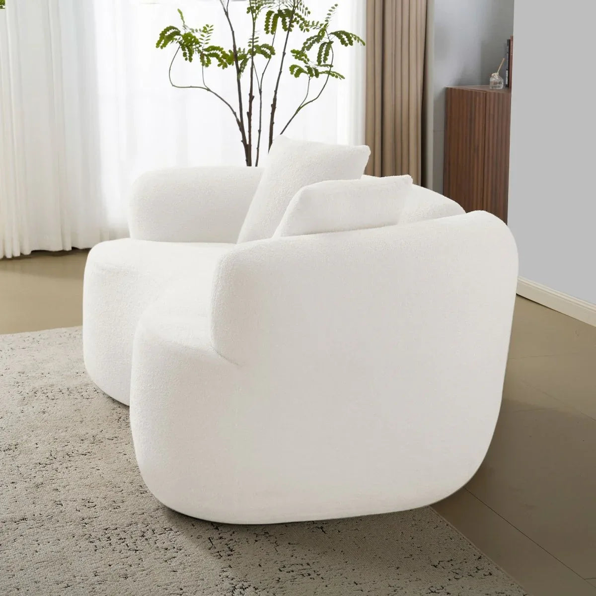 Curved Medium-Firm Foam Spring Loveseat White - Omega Lifestyles