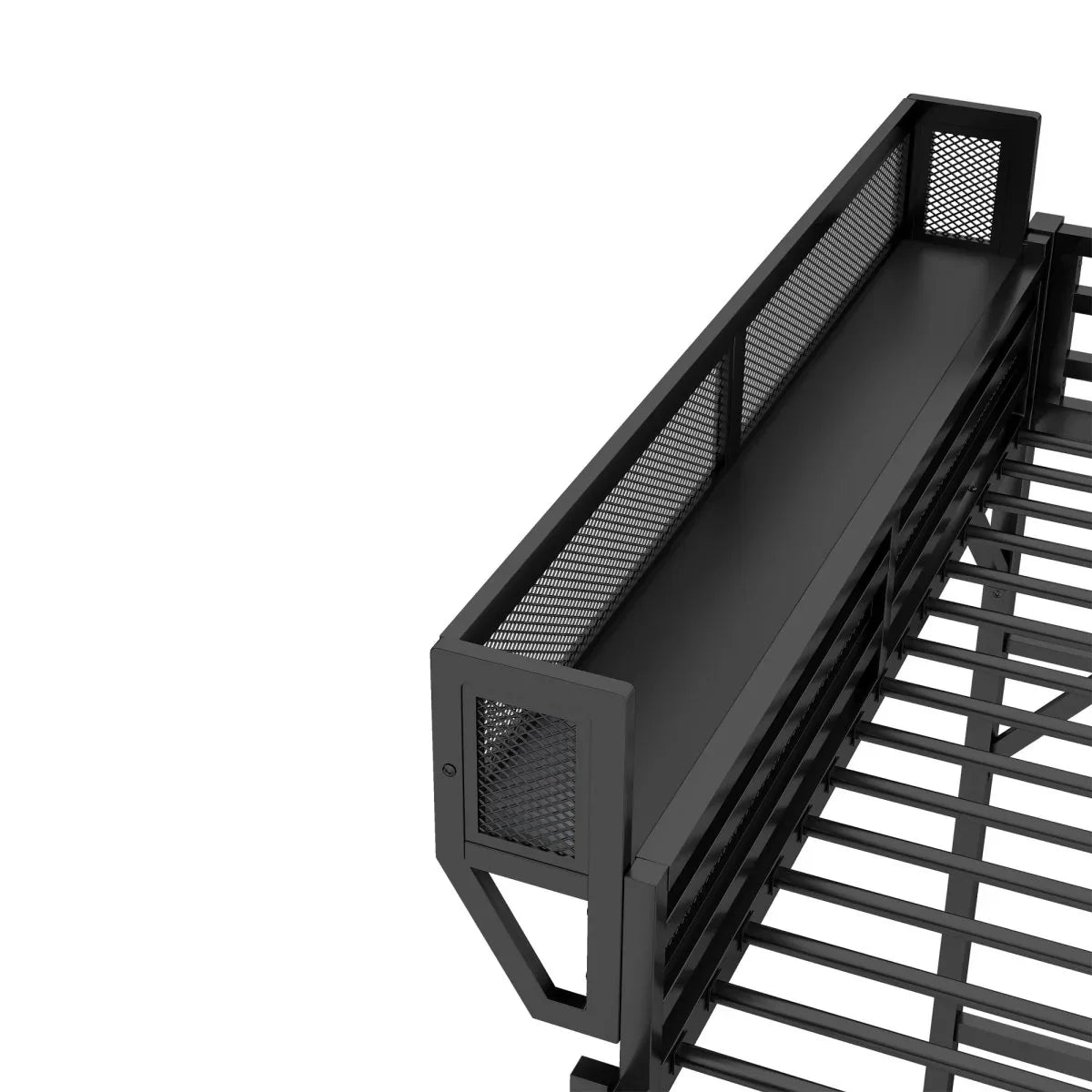 Full Metal Full Size Loft Bed With Ladder And Storage Shelves - Omega Lifestyles