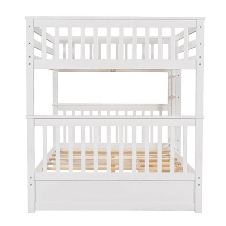 Full-Over-Full Solid Wood White Bunk Bed With Drawers - Sleep Galleria