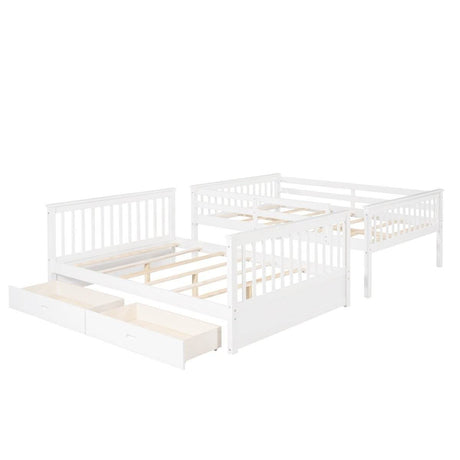 Full-Over-Full Solid Wood White Bunk Bed With Drawers - Sleep Galleria