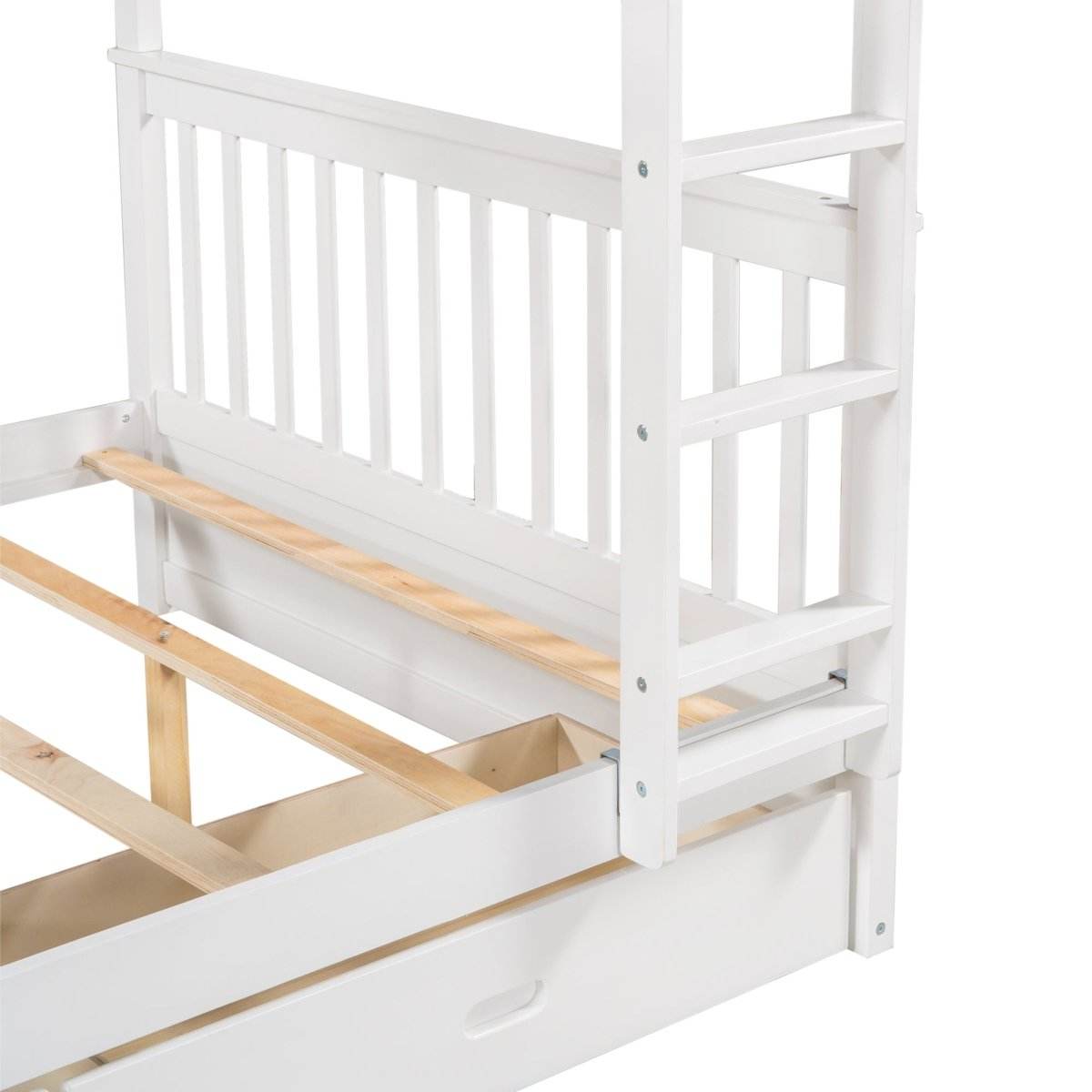 Full-Over-Full Solid Wood White Bunk Bed With Drawers - Sleep Galleria