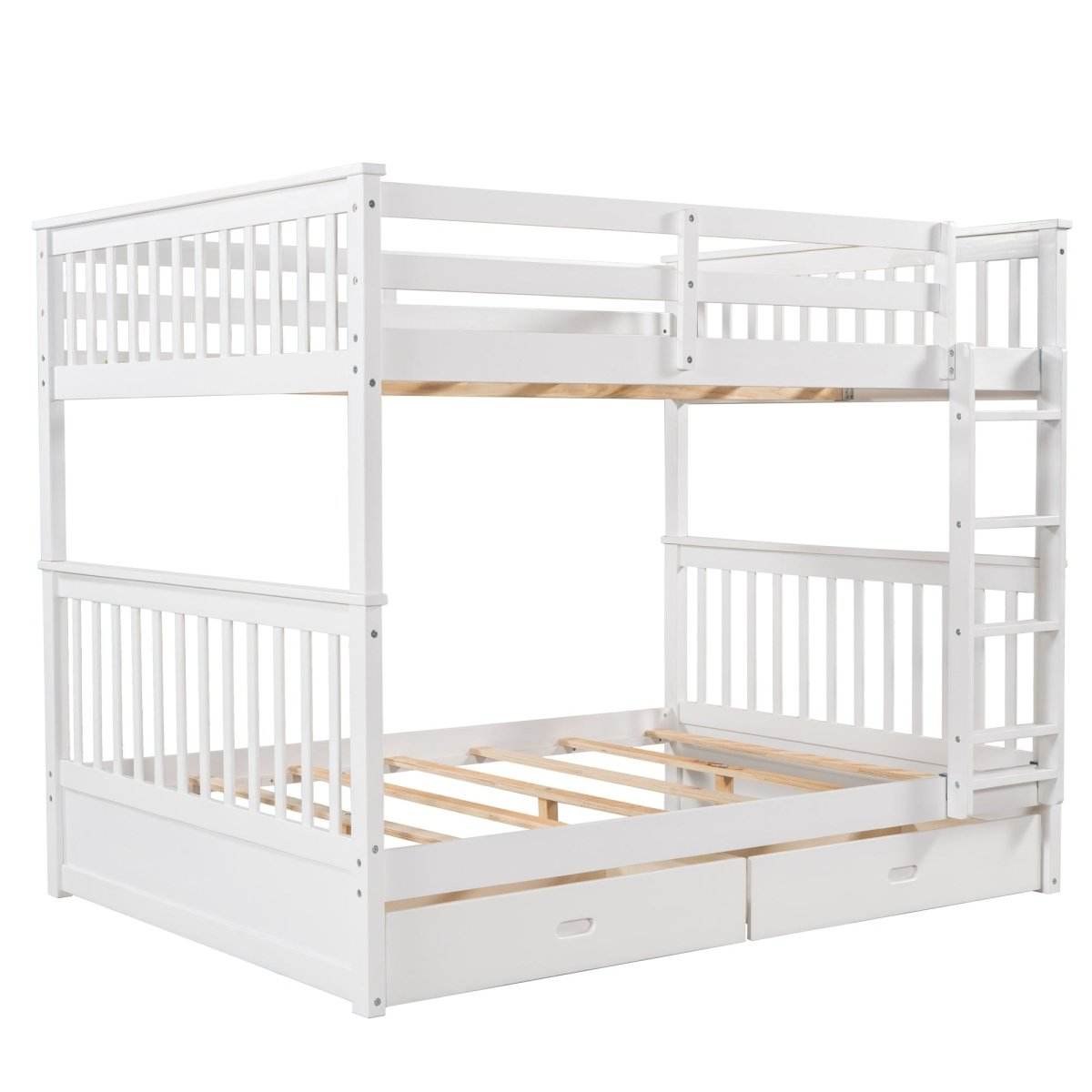 Full-Over-Full Solid Wood White Bunk Bed With Drawers - Sleep Galleria