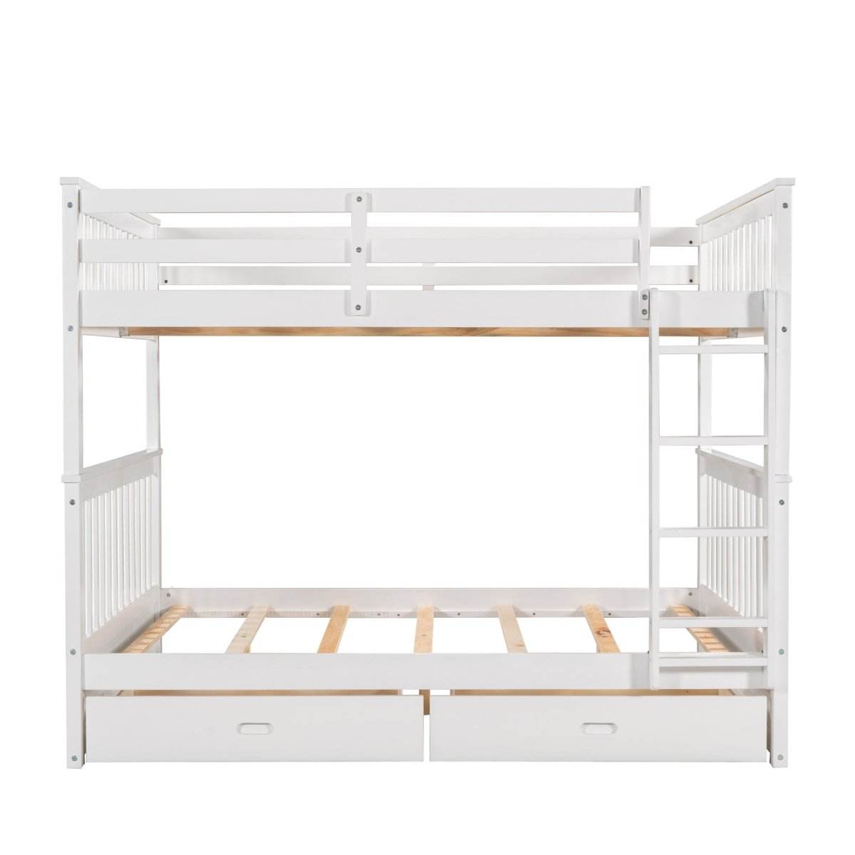 Full-Over-Full Solid Wood White Bunk Bed With Drawers - Sleep Galleria