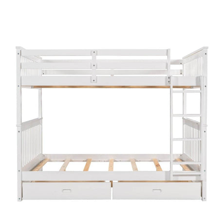 Full-Over-Full Solid Wood White Bunk Bed With Drawers - Sleep Galleria
