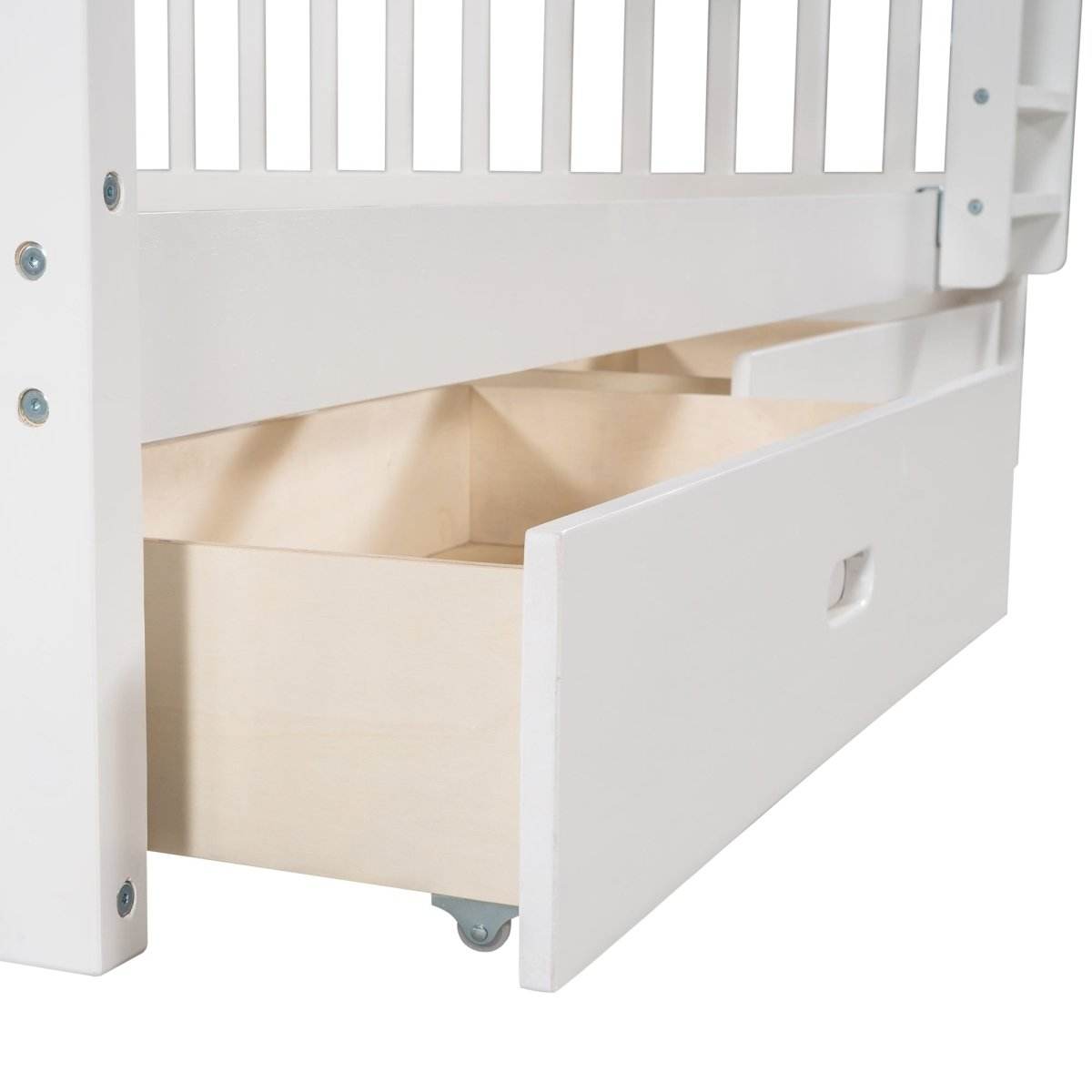 Full-Over-Full Solid Wood White Bunk Bed With Drawers - Sleep Galleria