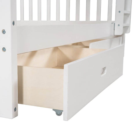 Full-Over-Full Solid Wood White Bunk Bed With Drawers - Sleep Galleria