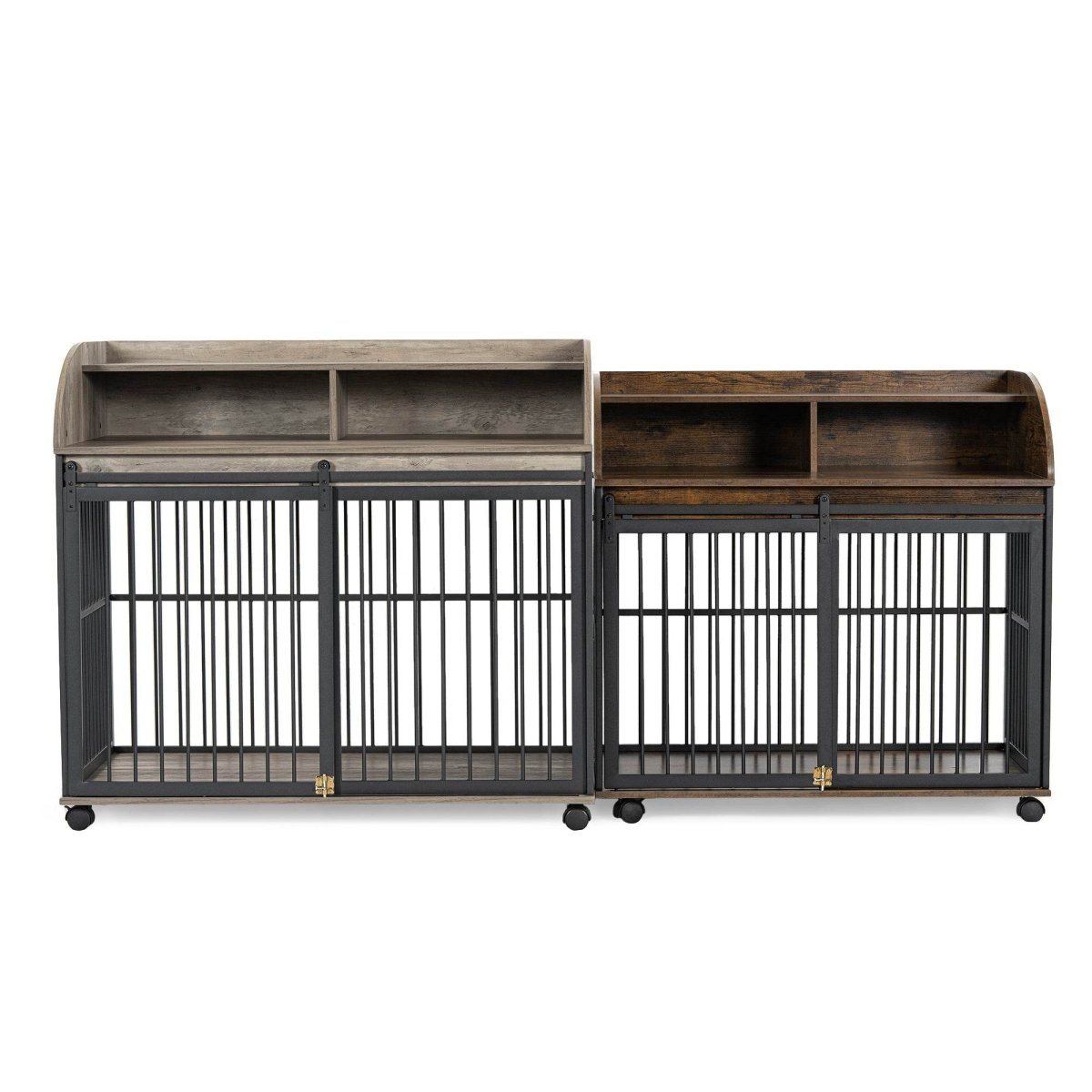 Furniture-Style Gray Engineered Wood Dog Crate With Wheels - Sleep Galleria