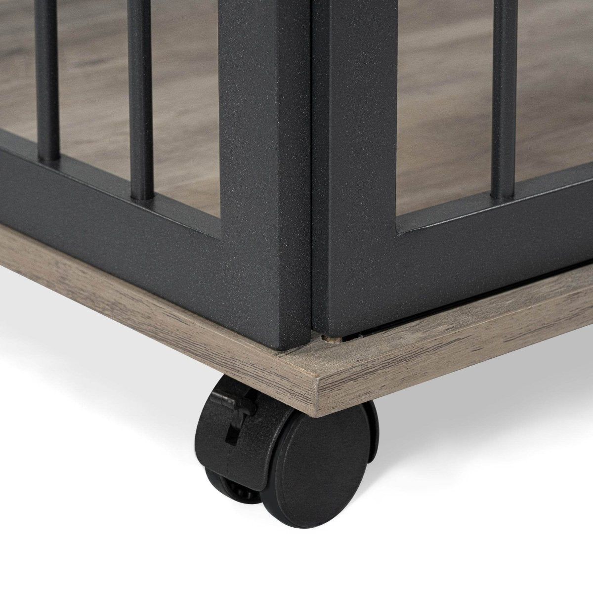 Furniture-Style Gray Engineered Wood Dog Crate With Wheels - Sleep Galleria
