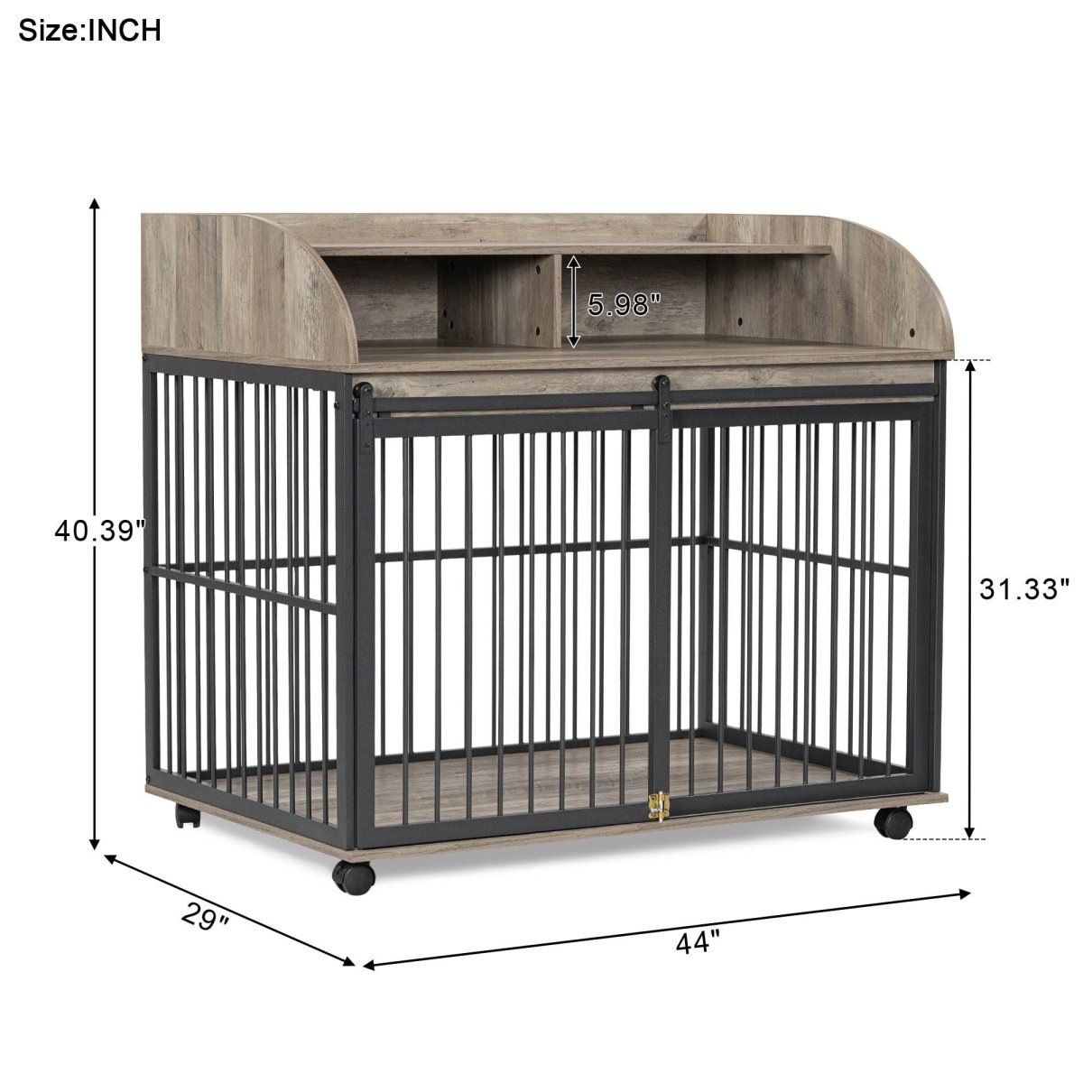 Furniture-Style Gray Engineered Wood Dog Crate With Wheels - Sleep Galleria