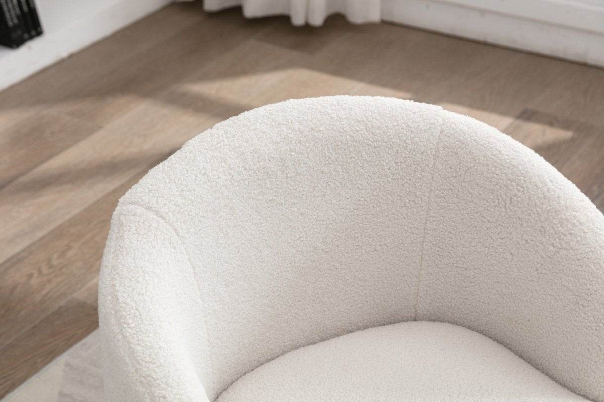 Ivory Teddy Fabric Upholstered Swivel Accent Armchair - Sleep Galleria