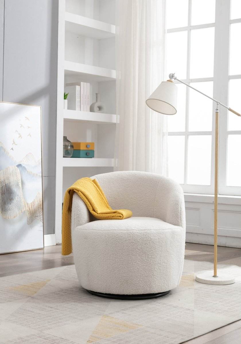 Ivory Teddy Fabric Upholstered Swivel Accent Armchair - Sleep Galleria
