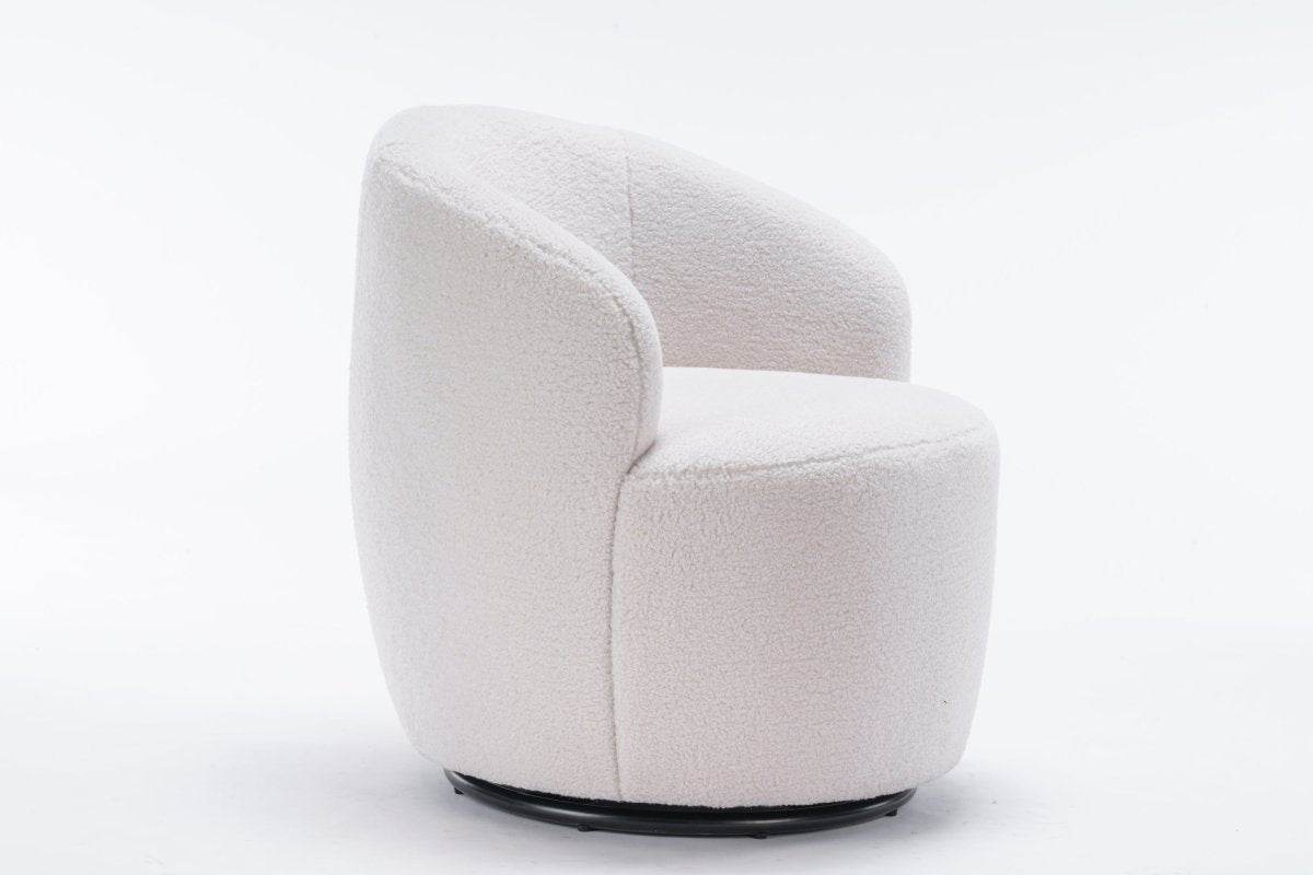 Ivory Teddy Fabric Upholstered Swivel Accent Armchair - Sleep Galleria