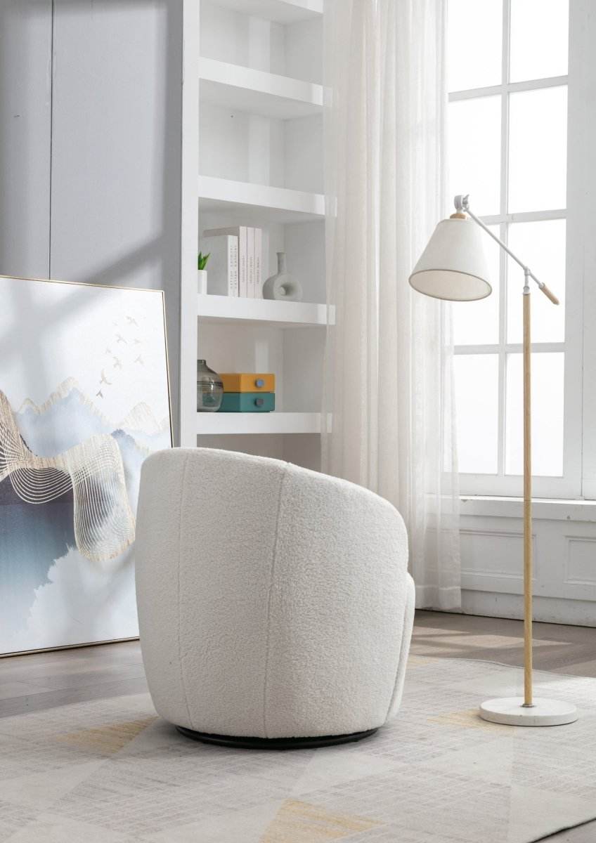 Ivory Teddy Fabric Upholstered Swivel Accent Armchair - Sleep Galleria