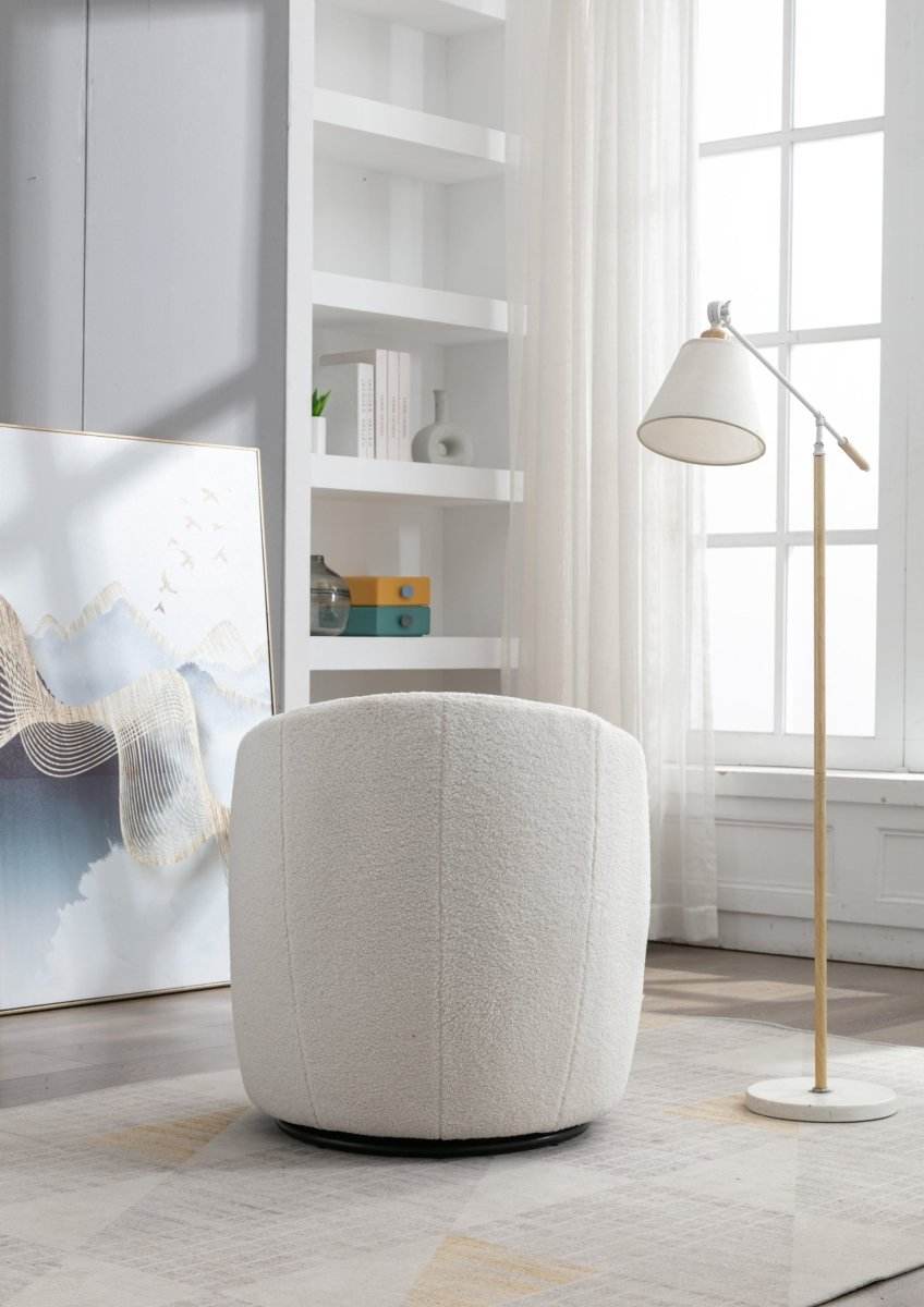 Ivory Teddy Fabric Upholstered Swivel Accent Armchair - Sleep Galleria