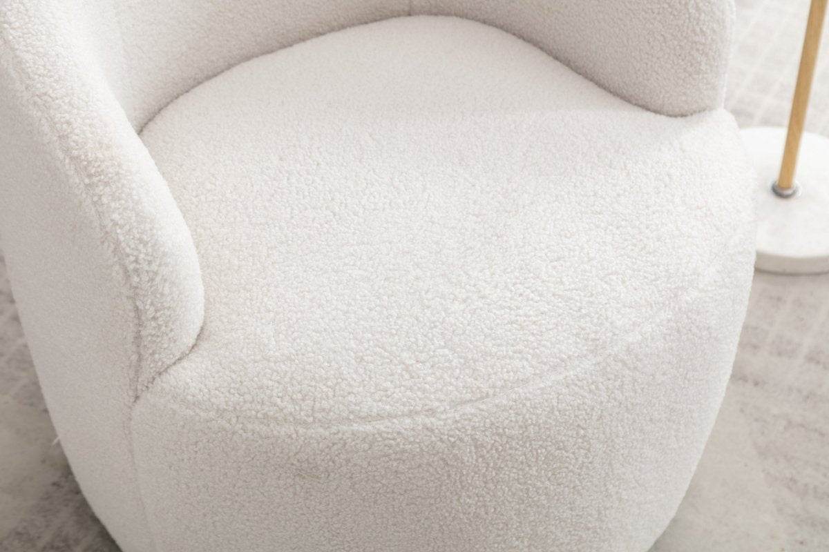 Ivory Teddy Fabric Upholstered Swivel Accent Armchair - Sleep Galleria