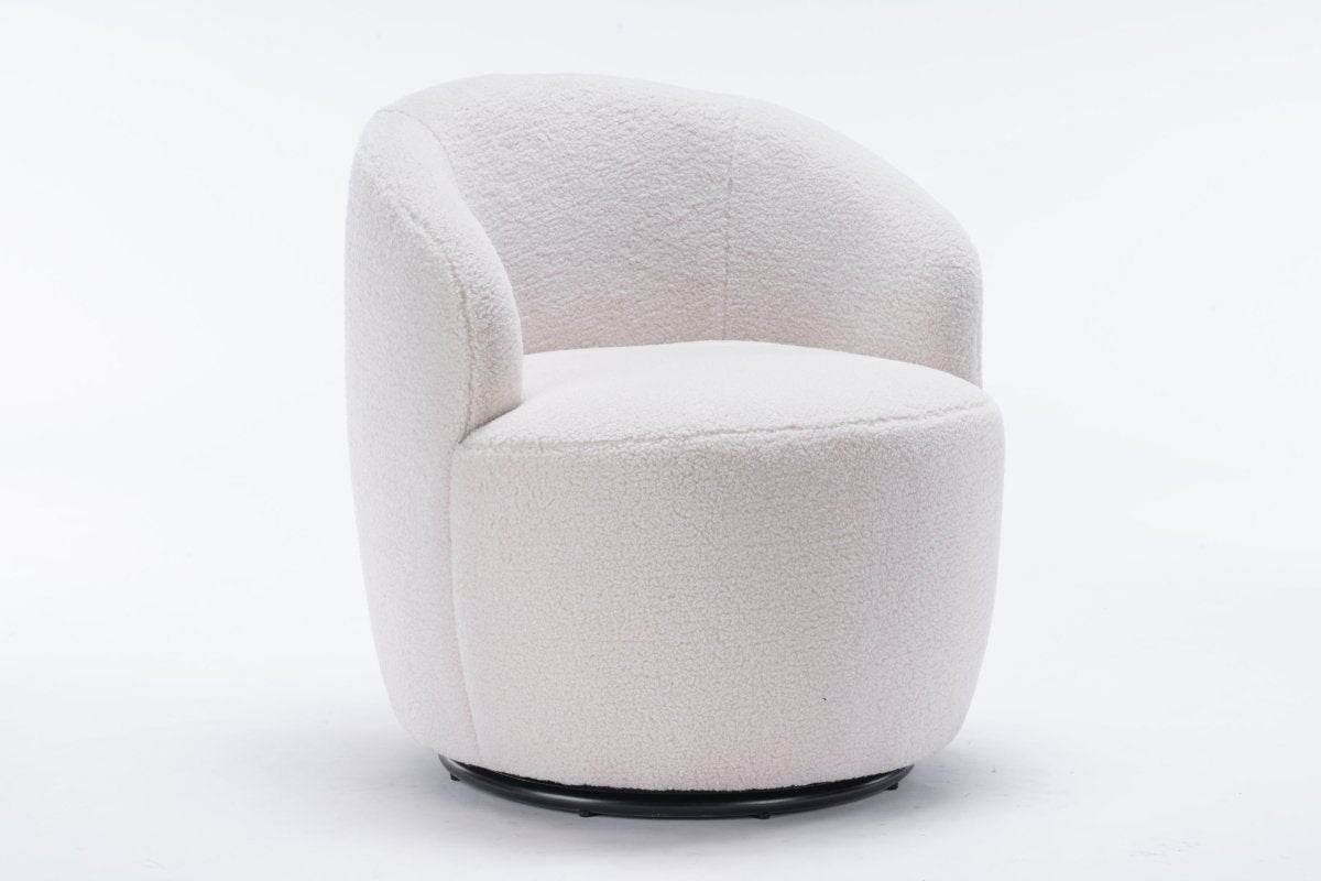 Ivory Teddy Fabric Upholstered Swivel Accent Armchair - Sleep Galleria