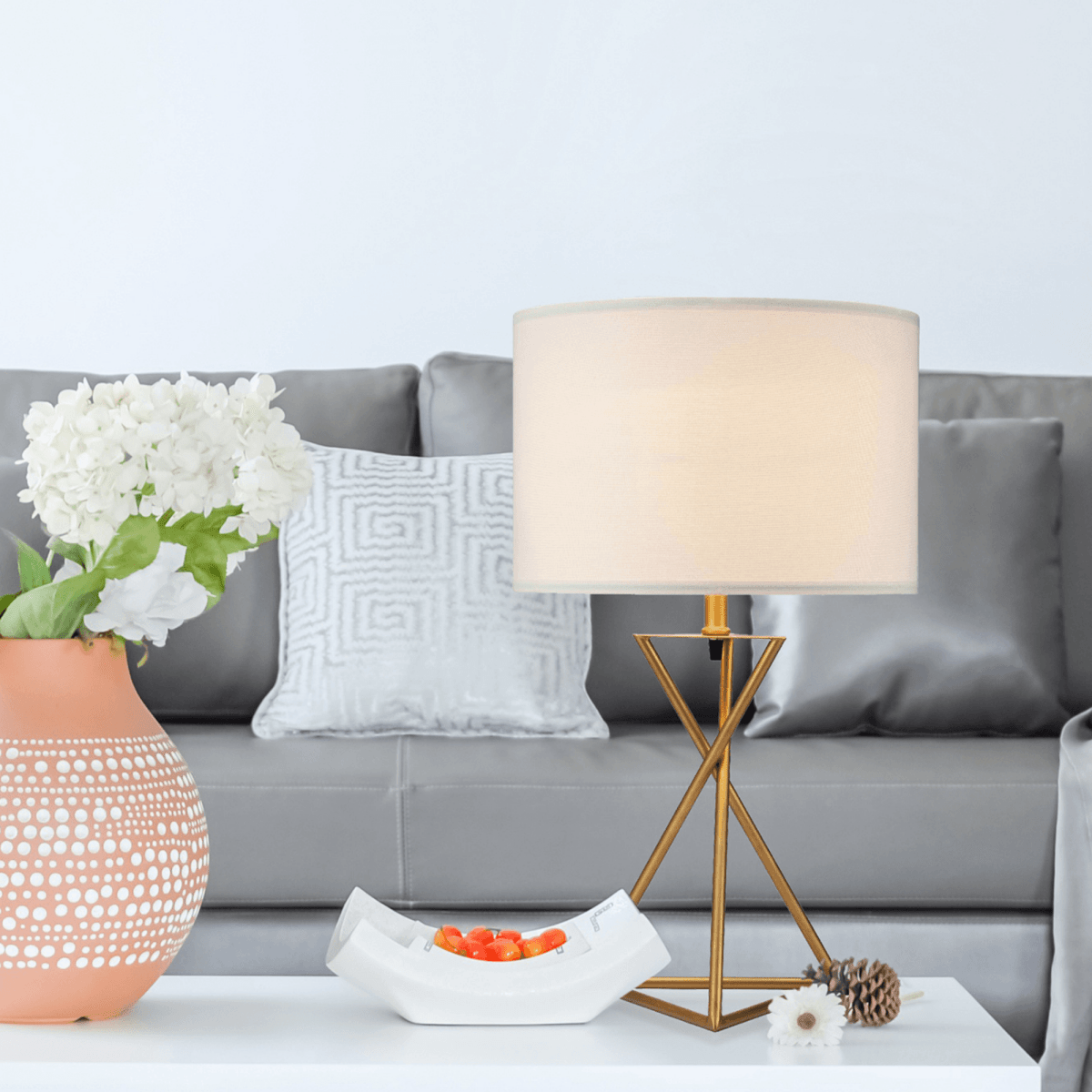 Mid-Century Metal Hourglass Table Lamp Gold - Sleep Galleria