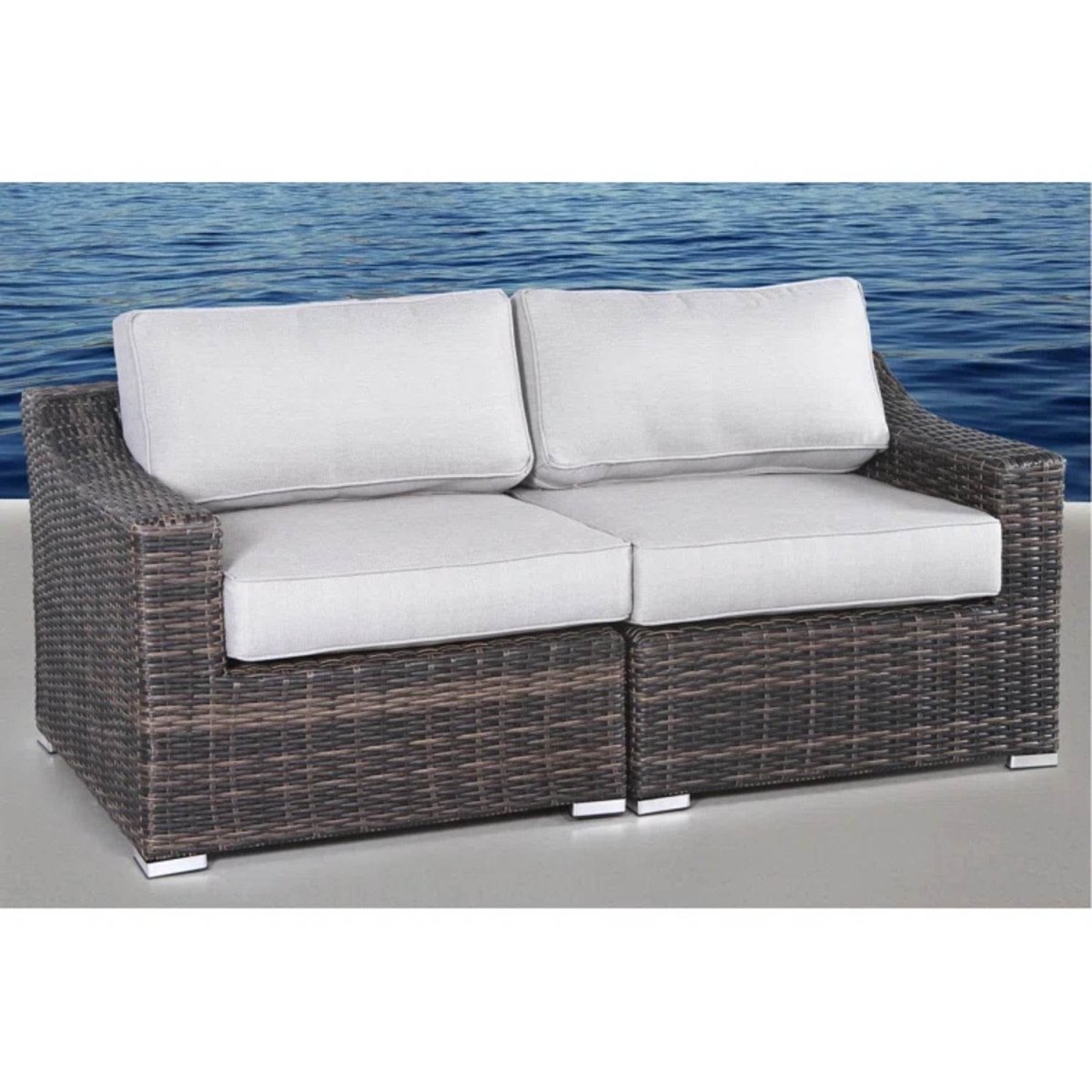 Modern All - Weather Wicker Outdoor Loveseat With Cushions - Lunara - Omega Lifestyles