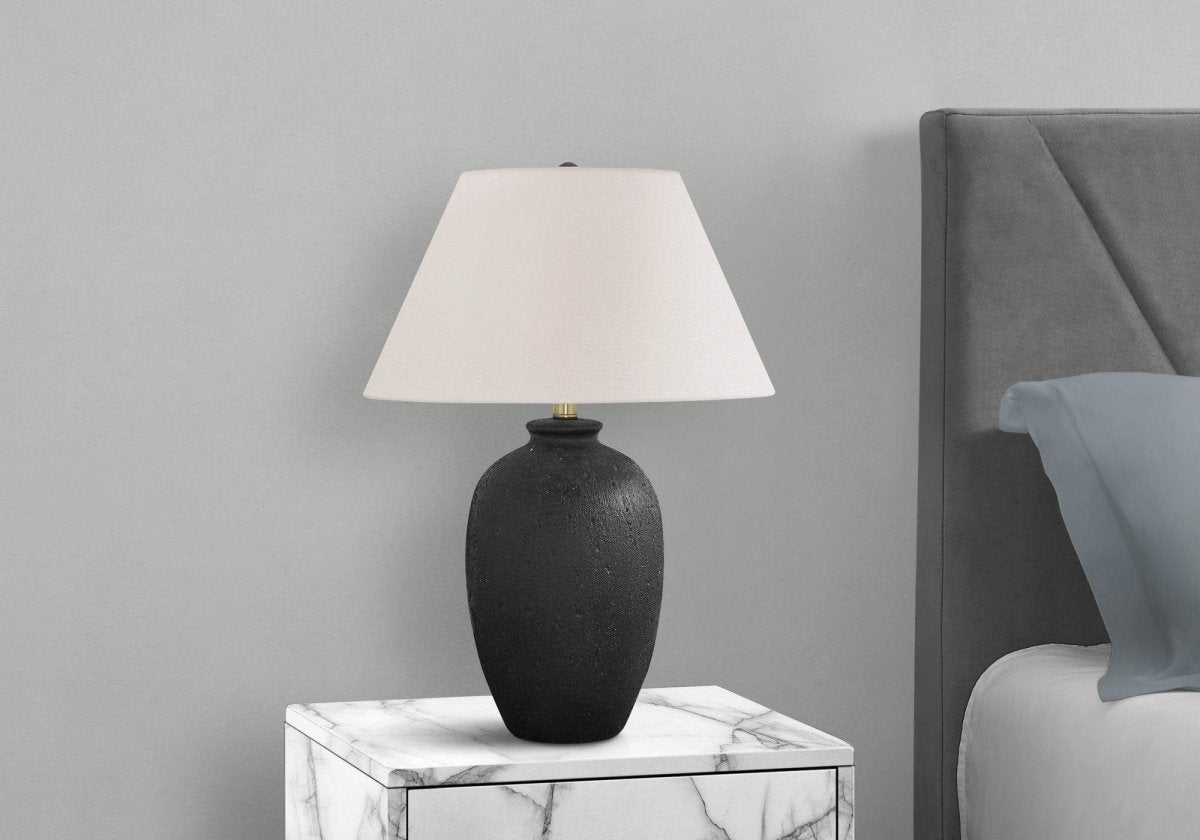 Modern Black Ceramic Table Lamp With Ivory Shade - Sleep Galleria