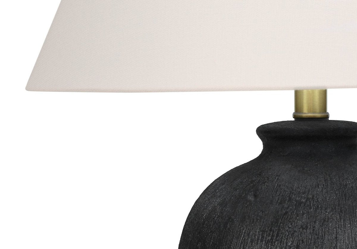 Modern Black Ceramic Table Lamp With Ivory Shade - Sleep Galleria
