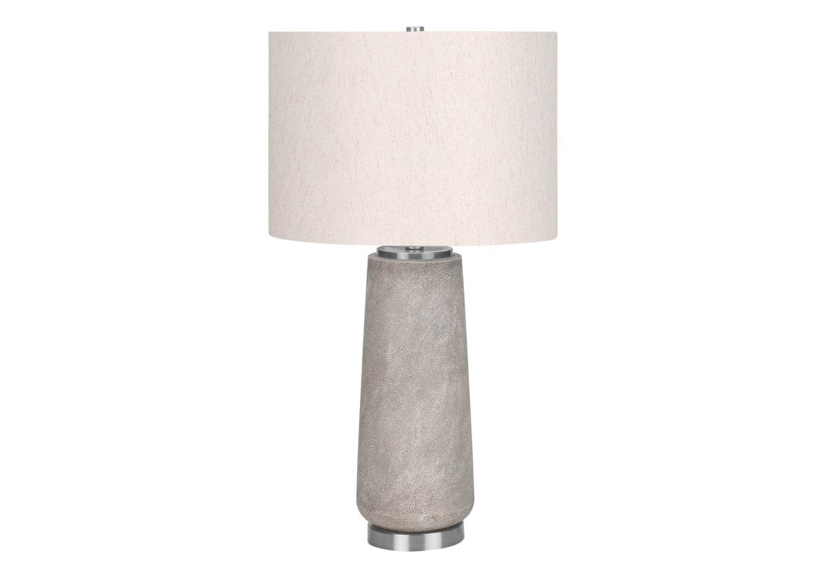 Modern Grey Resin Table Lamp With Ivory Shade - Sleep Galleria