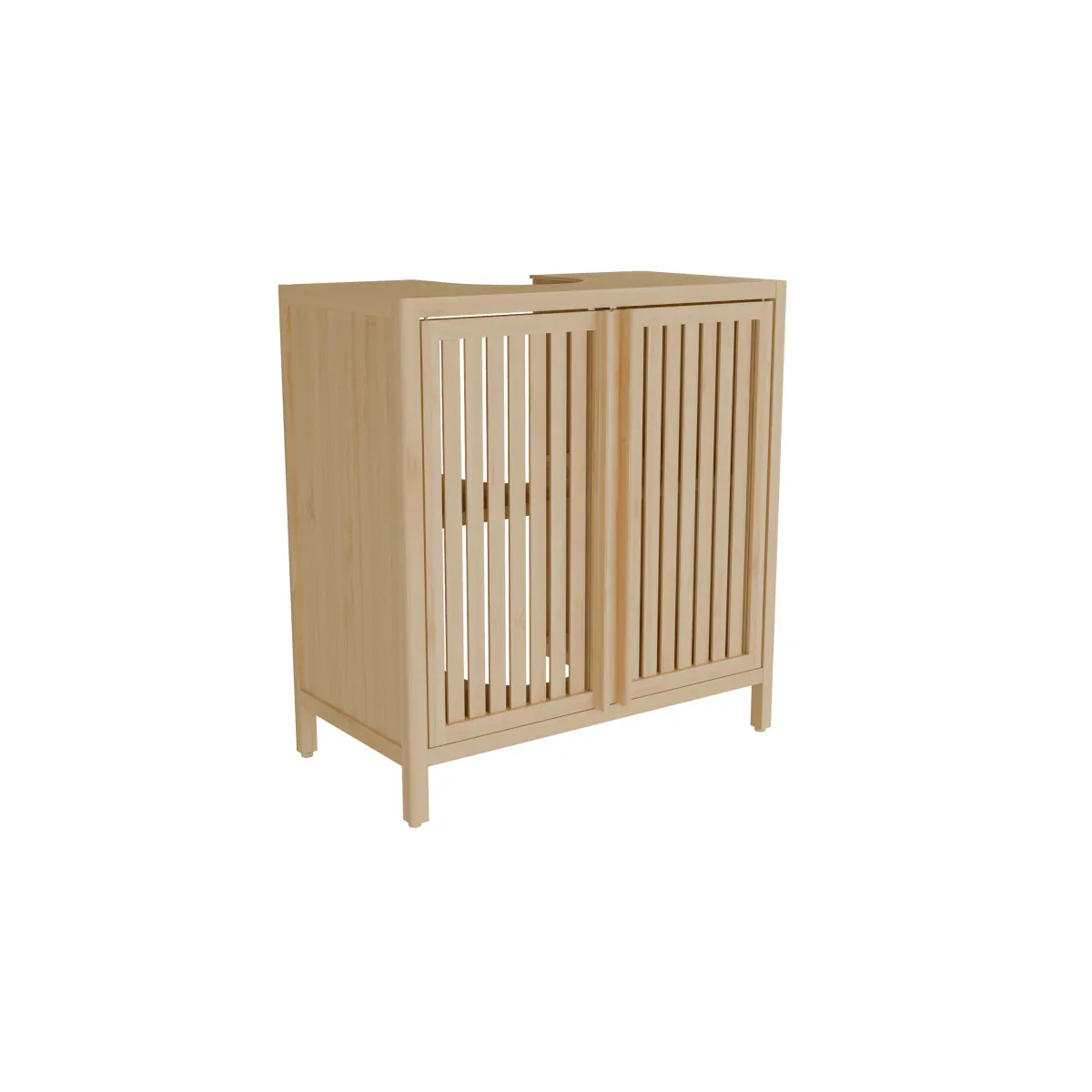 Natural Bamboo Large Capacity Basin Cabinet With Drawers - Omega Lifestyles