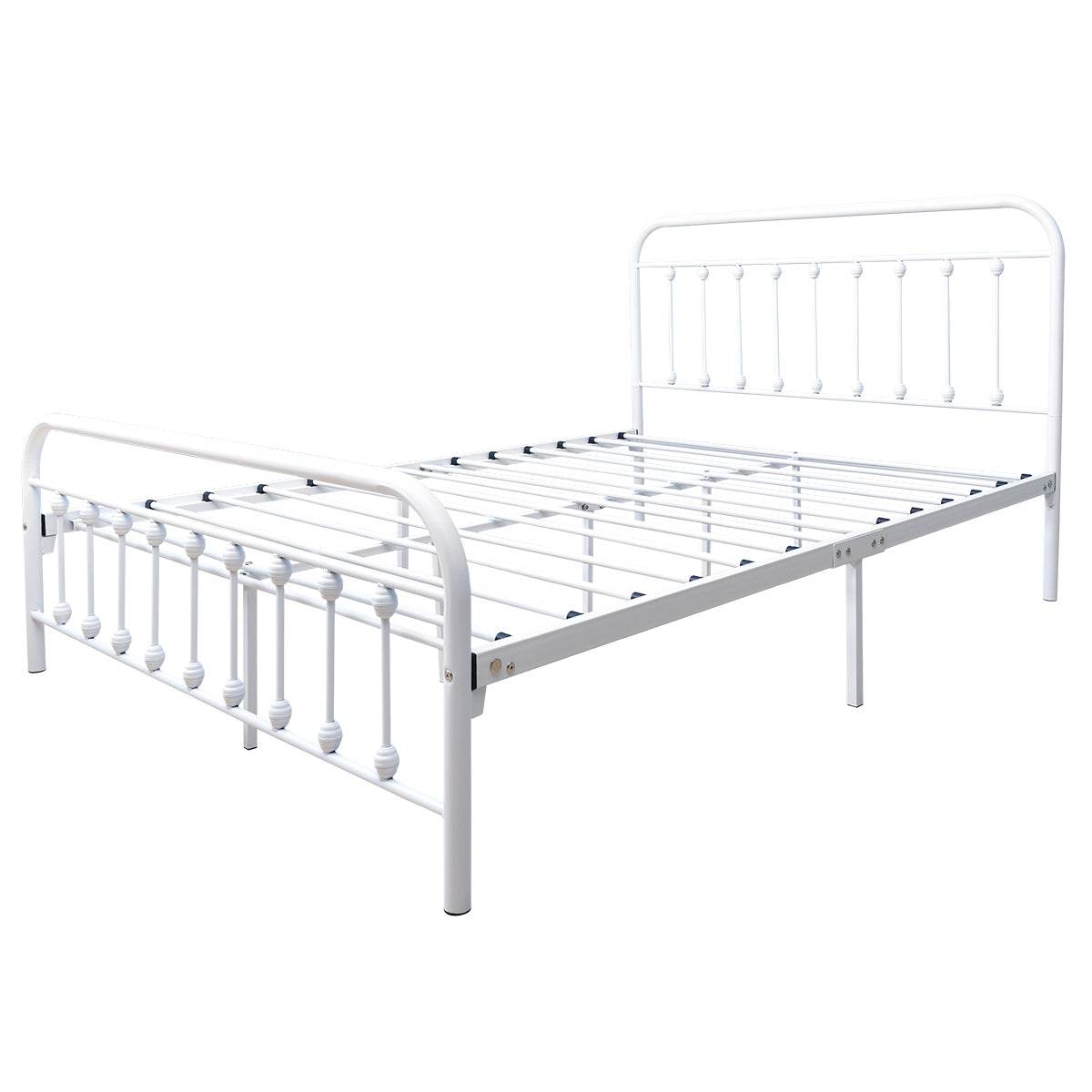 Queen Metal Platform Bed Frame With Victorian Headboard - Lunara - Omega Lifestyles