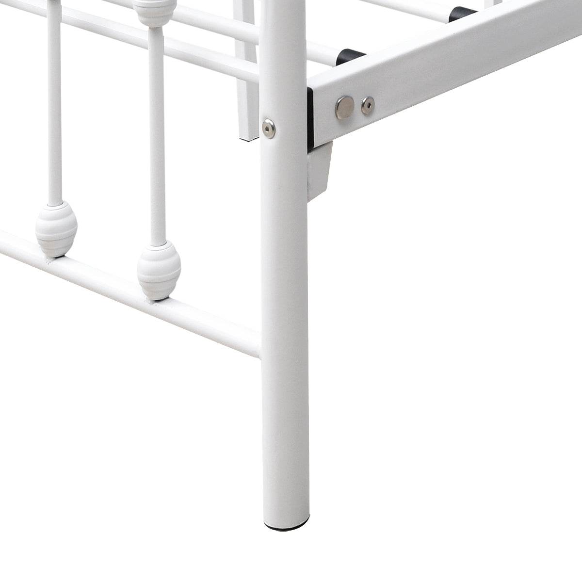 Queen Metal Platform Bed Frame With Victorian Headboard - Lunara - Omega Lifestyles