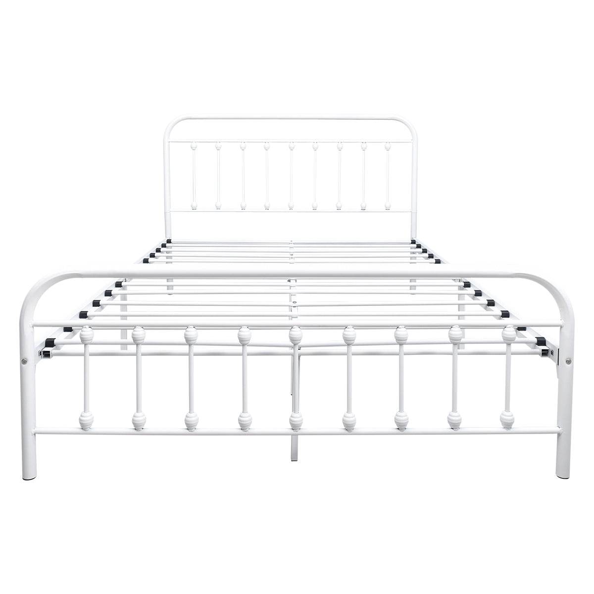 Queen Metal Platform Bed Frame With Victorian Headboard - Lunara - Omega Lifestyles