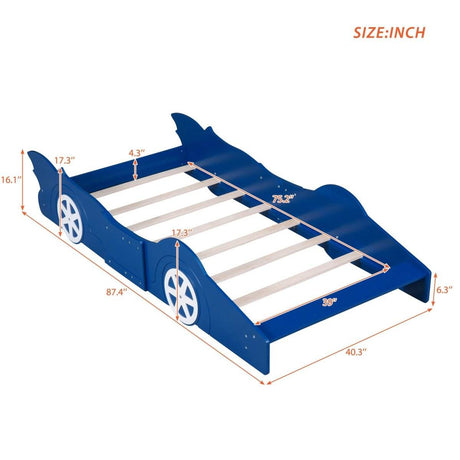 Race Car Twin Platform Bed With Safety Rails - Sleep Galleria