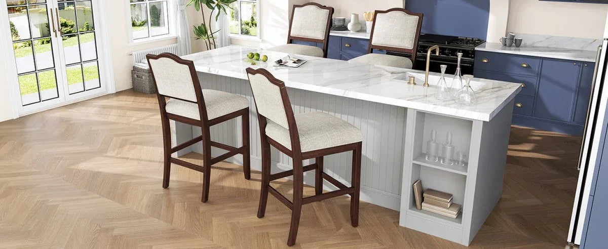 Set of 2 Rustic Rubber Wood Counter Height Bar Stools - Omega Lifestyles