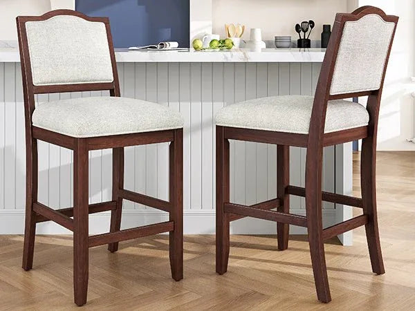 Set of 2 Rustic Rubber Wood Counter Height Bar Stools - Omega Lifestyles
