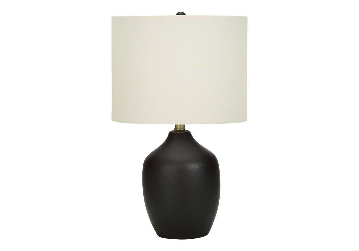 Transitional Black Ceramic Base Ivory Drum Table Lamp - Sleep Galleria