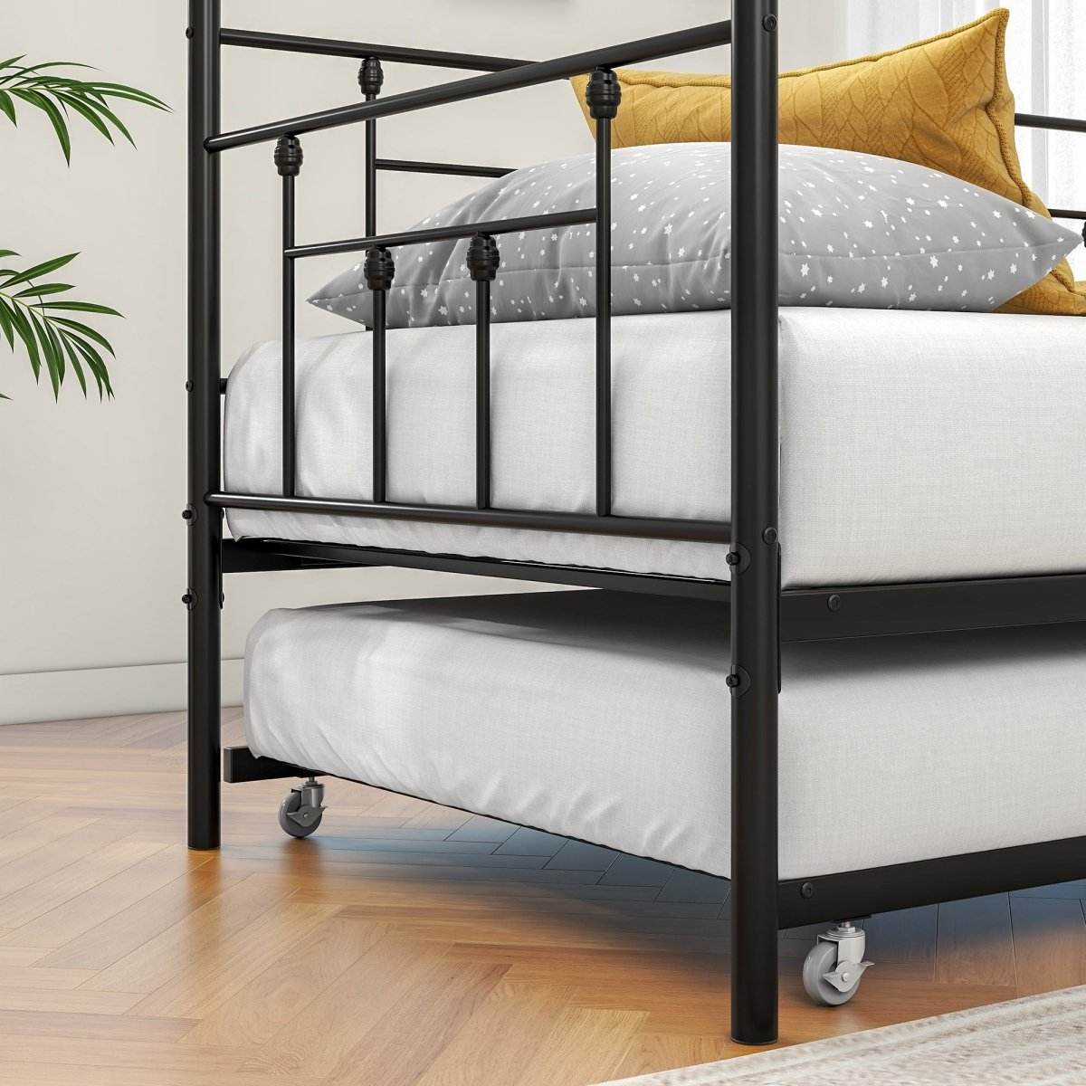 Twin Metal Day Bed Frame With Adjustable Trundle - Sleep Galleria