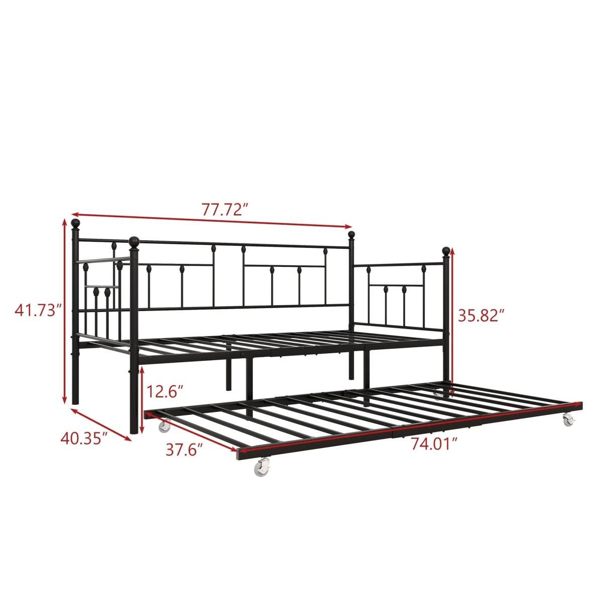 Twin Metal Day Bed Frame With Adjustable Trundle - Sleep Galleria