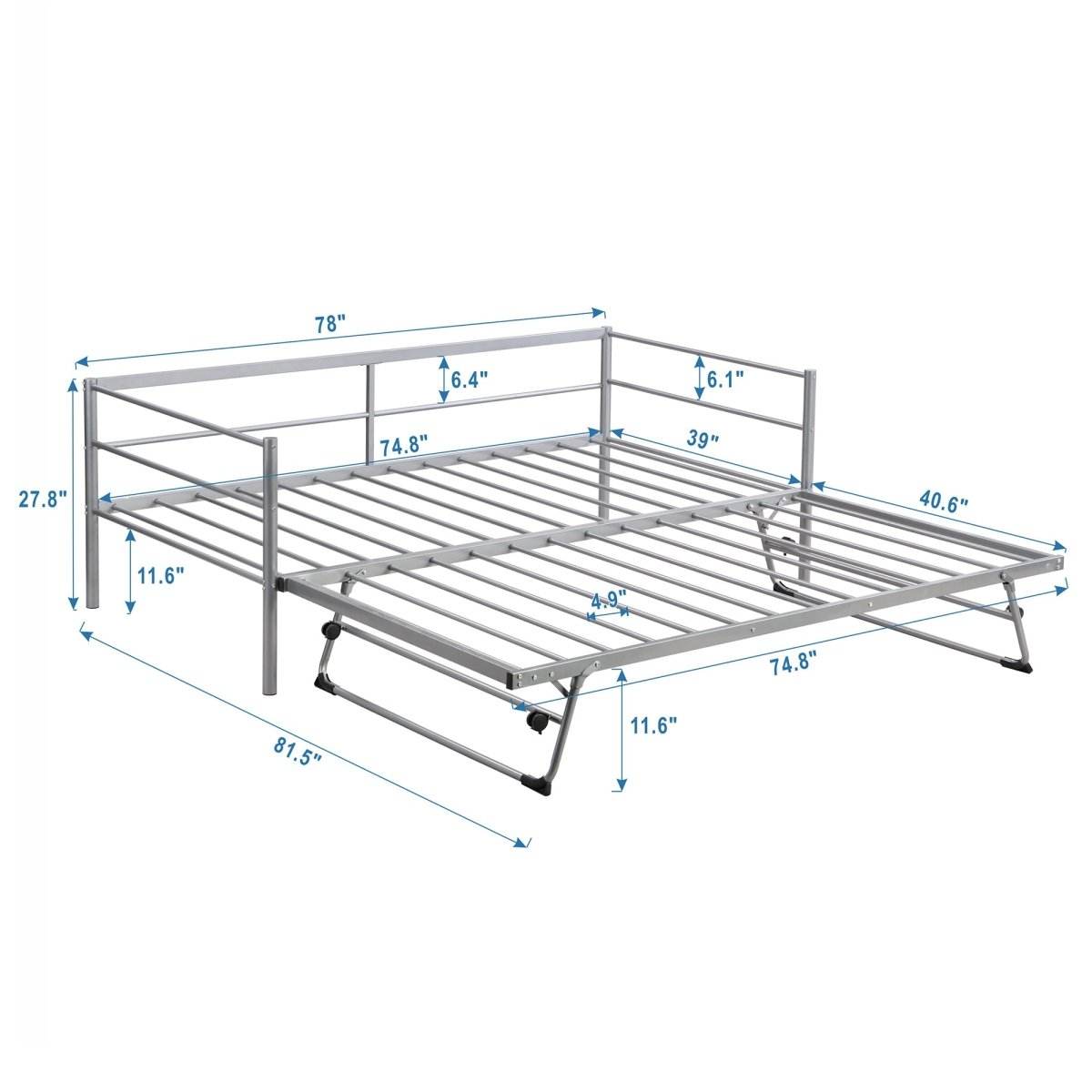 Twin Metal Daybed With Adjustable Pop-Up Trundle - Sleep Galleria