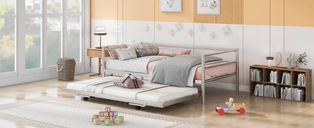 Twin Metal Daybed With Adjustable Pop-Up Trundle - Sleep Galleria