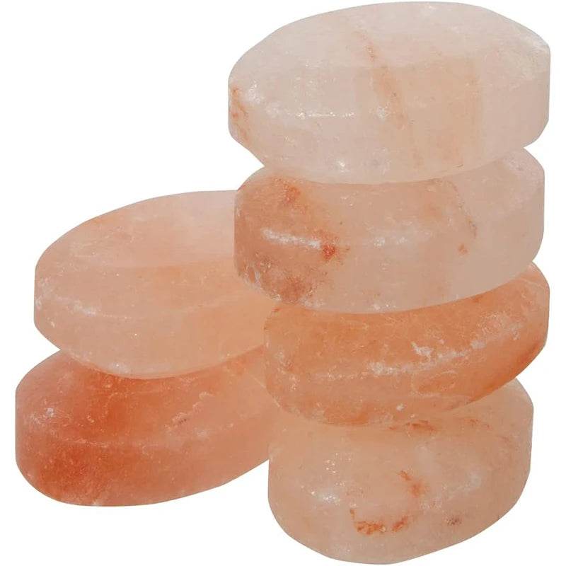 Set Of 6 Hand-Carved Pink Salt Crystal Massage Stones - Sleep Galleria