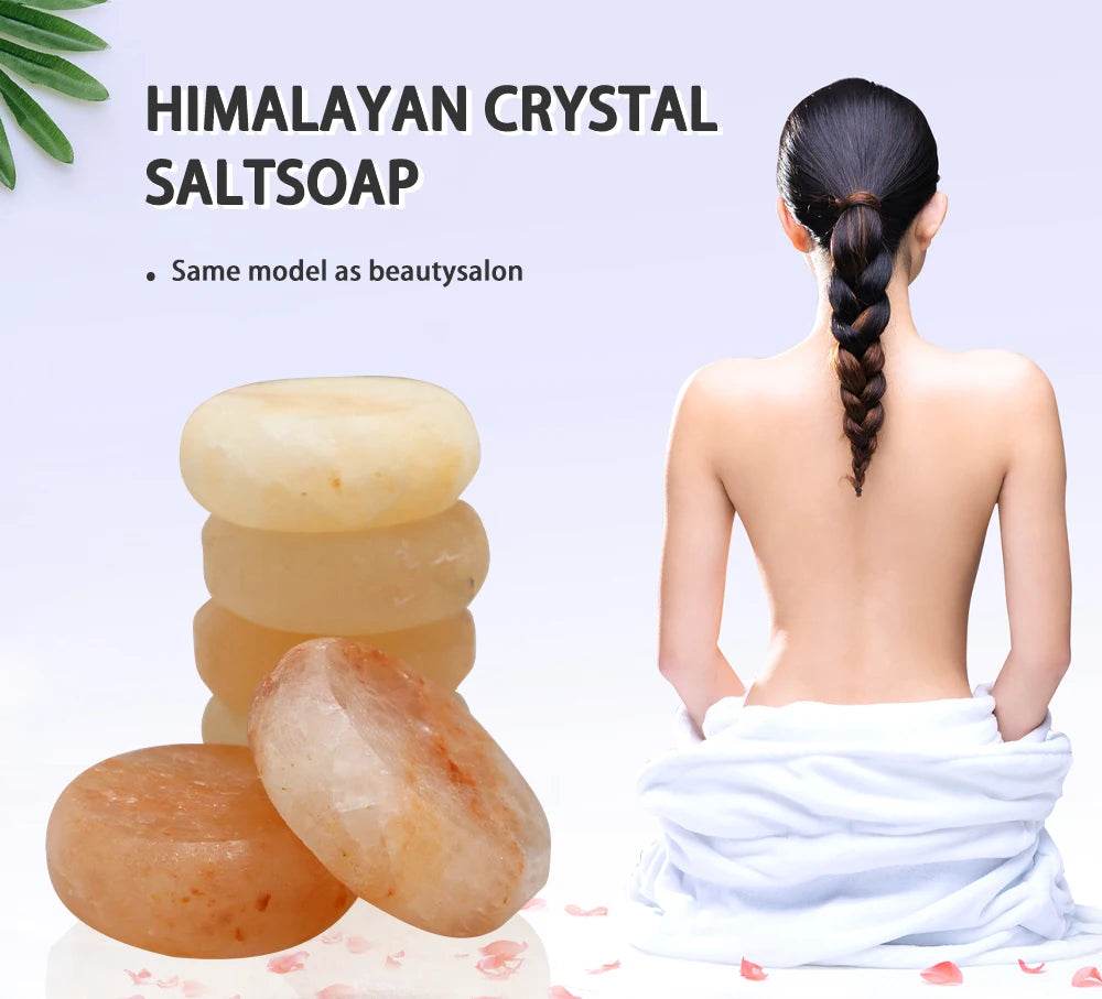 Set Of 6 Hand-Carved Pink Salt Crystal Massage Stones - Sleep Galleria